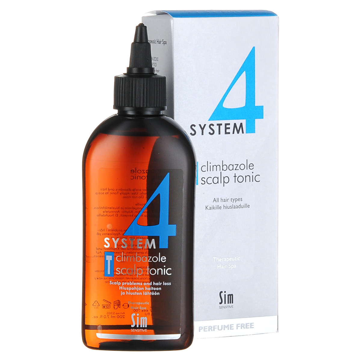 SIM SENSITIVE Терапевтический тоник Т SYSTEM 4 Climbazole Scalp Tonic «Т», 200 мл5305 SIM SENSITIVE Терапевтический тоник Т SYSTEM 4 Climbazole Scalp Tonic «Т», 200 мл5305КАК РАБОТАЕТ: оказывает умеренное стимулирующее действие на волосяные фолликулы, что способствует укреплению корней волос и улучшению качества их стержня, нормализует работу сальных желез. Несмываемый тоник наносится на кожу головы после мытья шампунем. БОРЕТСЯ С: зудом, раздражением на коже головы перхотью, жирностью кожи головы поредением волос