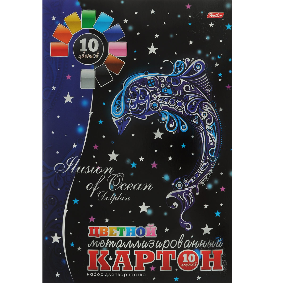 Картон цветной Hatber Дельфин, металлизированный, 10 цв, формат А410Кц4мт_08844 Картон цветной Hatber Дельфин, металлизированный, 10 цв, формат А410Кц4мт_08844Картон цветной Hatber Дельфин, металлизированный, позволит создавать всевозможные аппликации и поделки. Набор включает 10 листов одностороннего цветного картона формата А4. Цвета: красный, серебристый, синий, коричневый, черный, золотистый, светло - коричневый, зеленый, фиолетовый, желтый. Создание поделок из цветного картона позволяет ребенку развивать творческие способности, кроме того, это увлекательный досуг.
