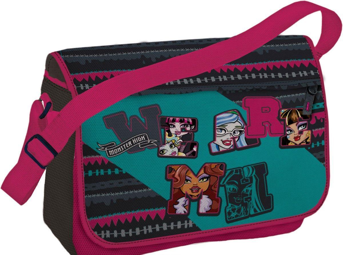 Сумка Monster High Размер 24 х 33 х 12 смMHCB-MT1-402 Сумка Monster High Размер 24 х 33 х 12 смMHCB-MT1-402Сумка на лямке с одним отделением на молнии, с крышкой-клапаном на липучке. Дополнительные карманы на внутренней стороне крышки и задней стенке сумки, внутренний карман для мелочей.