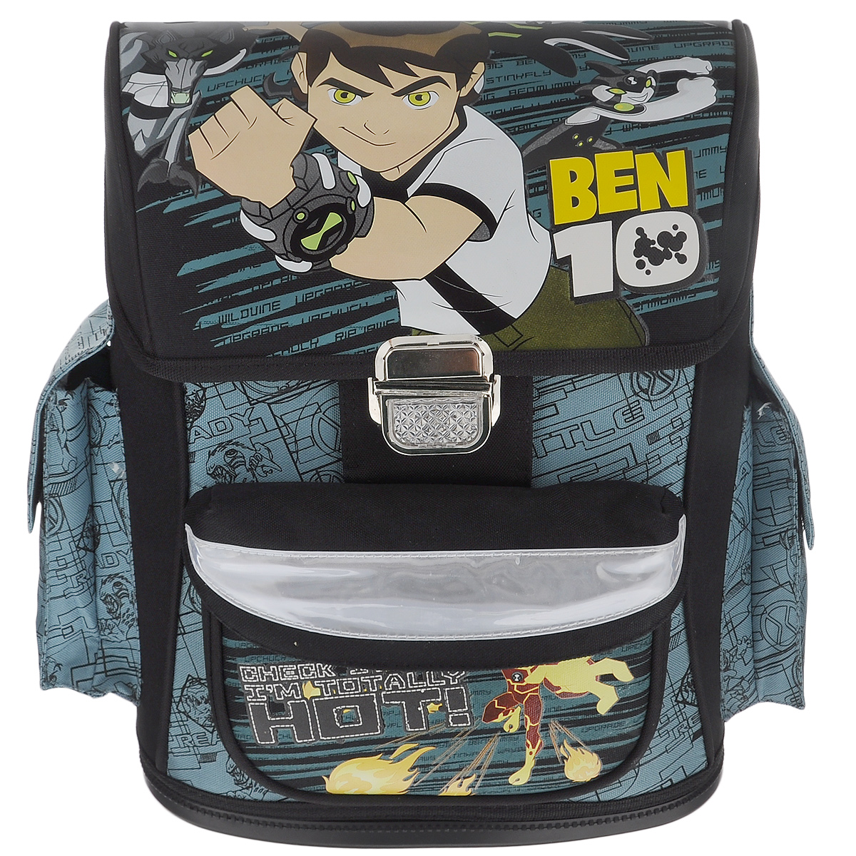 Ранец школьный Ben 10, с наполнением, цвет: черный, голубойBENOZ-12T-568SET Ранец школьный Ben 10, с наполнением, цвет: черный, голубойBENOZ-12T-568SETШкольный ранец Ben 10 выполнен из современного легкого и прочного материала черного цвета с ярким рисунком. Ранец имеет одно основное отделение, закрывающееся на клапан с замком-защелкой. Под крышкой расположен прозрачный пластиковый кармашек для расписания уроков, или для вкладыша с адресом и ФИО владельца. Внутри главного отделения имеется пришивной кармашек для мелочи и расположены два разделителя, предназначенные для размещения предметов без сложения, размером до формата А4 включительно. На лицевой стороне ранца расположен накладной карман на липучке. По бокам ранца размещены два дополнительных накладных кармана под клапанами, с липучкой. Рельеф спинки ранца разработан с учетом особенности детского позвоночника. Ранец оснащен ручкой для переноски и двумя широкими лямками, регулируемой длины. Дно ранца полностью пластиковое. Многофункциональный школьный ранец Ben 10 станет незаменимым спутником вашего ребенка в походах за знаниями. В комплекте...