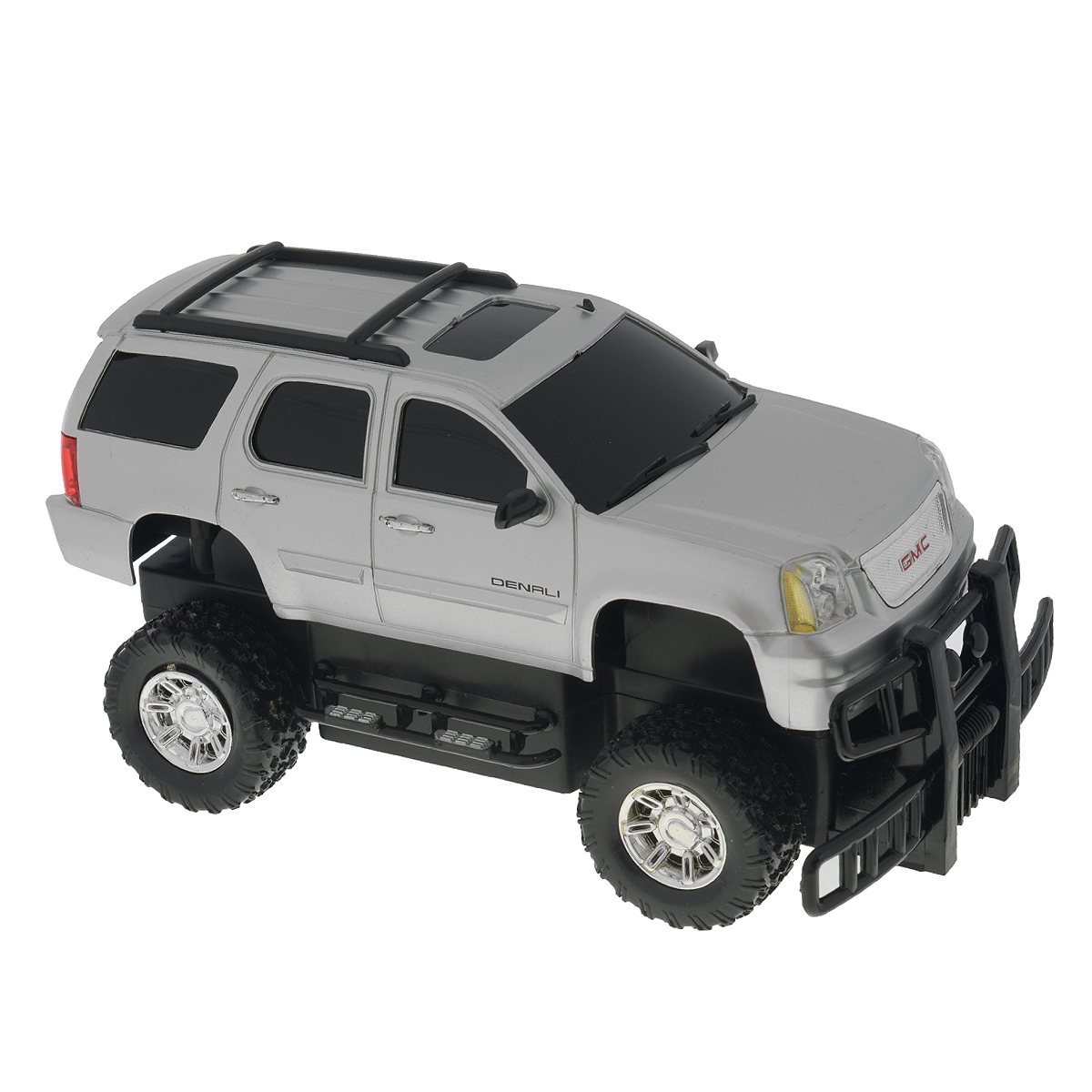Машинка инерционная Guokai GMC Yukon-Denali, цвет: серый. Масштаб 1:241120866/866-82403_серебристый Машинка инерционная Guokai GMC Yukon-Denali, цвет: серый. Масштаб 1:241120866/866-82403_серебристыйМашинка инерционная Guokai GMC Yukon-Denali выполненная из безопасных полимерных материалов и резины, станет любимой игрушкой вашего ребенка! Машина является точной уменьшенной копией настоящего внедорожника. Игрушка оснащена инерционным ходом. Машинку необходимо отвести назад, затем отпустить - и она быстро поедет вперед. Прорезиненные колеса обеспечивают надежное сцепление с любой гладкой поверхностью. Ребенок увидит в такой машинке увлекательную и серьёзную игрушку, которая вызовет невероятный всплеск положительных эмоций. Ваш ребенок часами будет играть с такой игрушкой, придумывая различные истории и устраивая соревнования. Эта машинка будет интересна не только детям, но и взрослым коллекционерам. Необходимо купить 3 батарейки напряжением 1,5V типа АА (в комплект не входят).