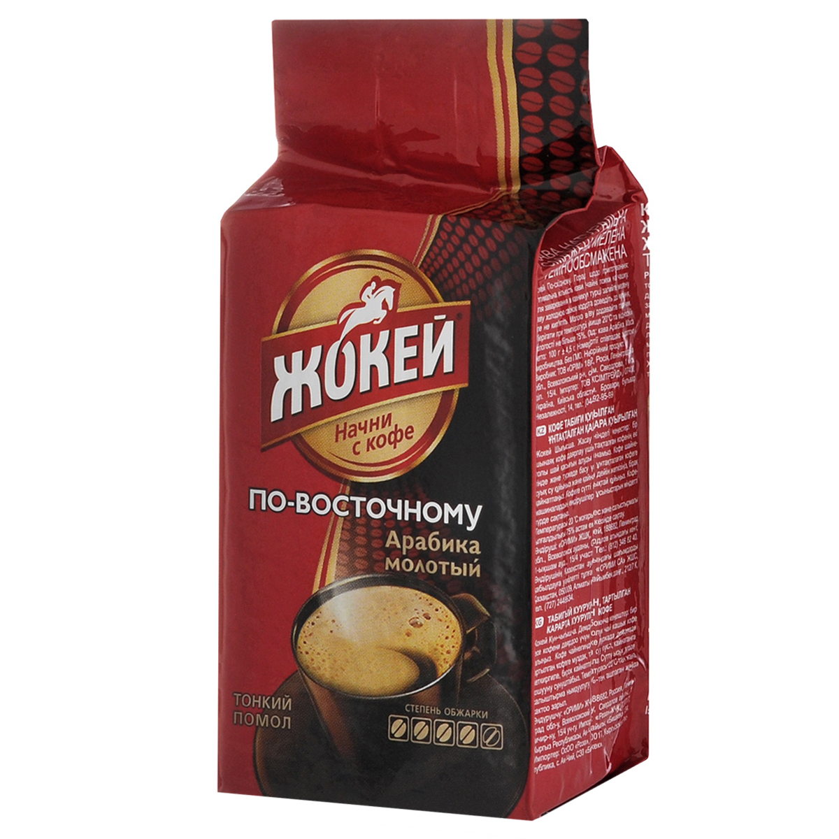 Жокей По-восточному кофе молотый, 100 г0269-42 Жокей По-восточному кофе молотый, 100 г0269-42Молотый кофе Жокей По-восточному - уникальный бленд, составленный из сортов Арабики Южной Америки, Индии и Африки. Этот кофе обладает сложным, богатым вкусом.