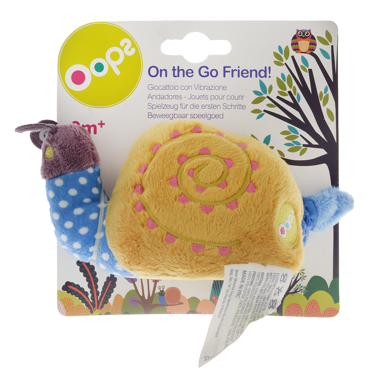 Игрушка развивающая OOPS Улитка. O 13001.00O 13001.00 Игрушка развивающая OOPS Улитка. O 13001.00O 13001.00Игрушка развивающая OOPS Улитка изготовлена из разнофактурных высококачественных материалов, безопасных для детей маленького возраста. Выполнена в виде милой улитки. Если слегка улитку потянуть за хвостик, то игрушка завибрирует. Игрушка мягкая, ее приятно сжимать и трогать. Нежная на ощупь поверхность и приятные цвета развивают органы чувств вашего малыша. Развивающая игрушка OOPS Улитка способствует развитию мелкой моторики и зрительно-цветовому восприятию. Такая игрушка обязательно понравится вашему ребенку.
