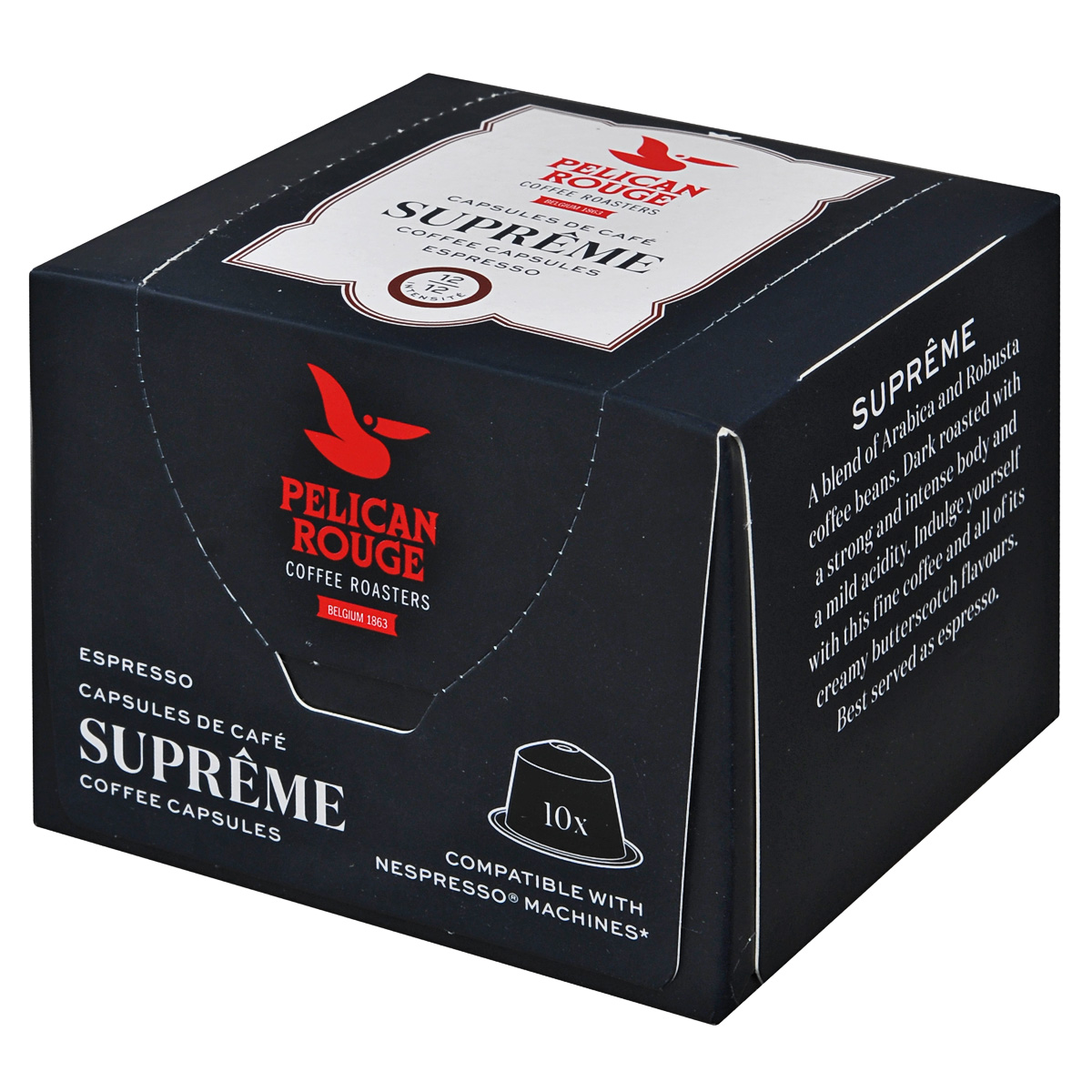 Pelican Rouge Supreme кофе в капсулах, 10 шт5410958432009 Pelican Rouge Supreme кофе в капсулах, 10 шт5410958432009Темный жареный кофе в капсулах Pelican Rouge Supreme с насыщенным ароматом карамели и с медовым послевкусием. Ароматные зерна для приготовления высочайшего качества эспрессо или капучино.