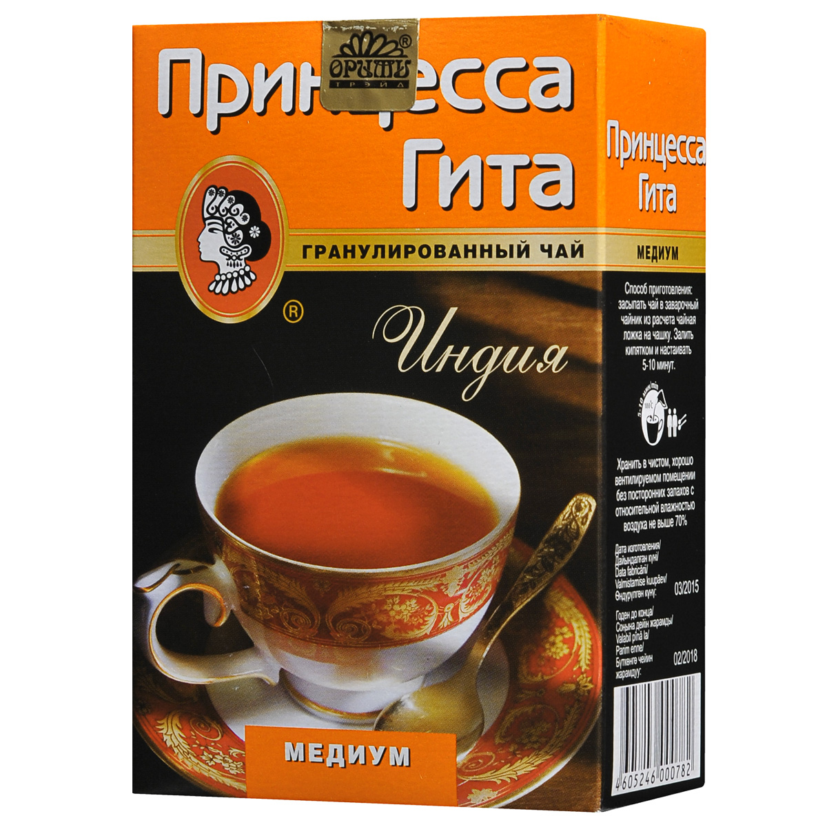 Принцесса Гита Медиум черный гранулированный чай, 100 г0078-80 Принцесса Гита Медиум черный гранулированный чай, 100 г0078-80Принцесса Гита Медиум - это черный гранулированный Южно-Индийский чай с интенсивным цветом настоя и умеренной терпкости. Заваривается в течение нескольких секунд, экономичен.