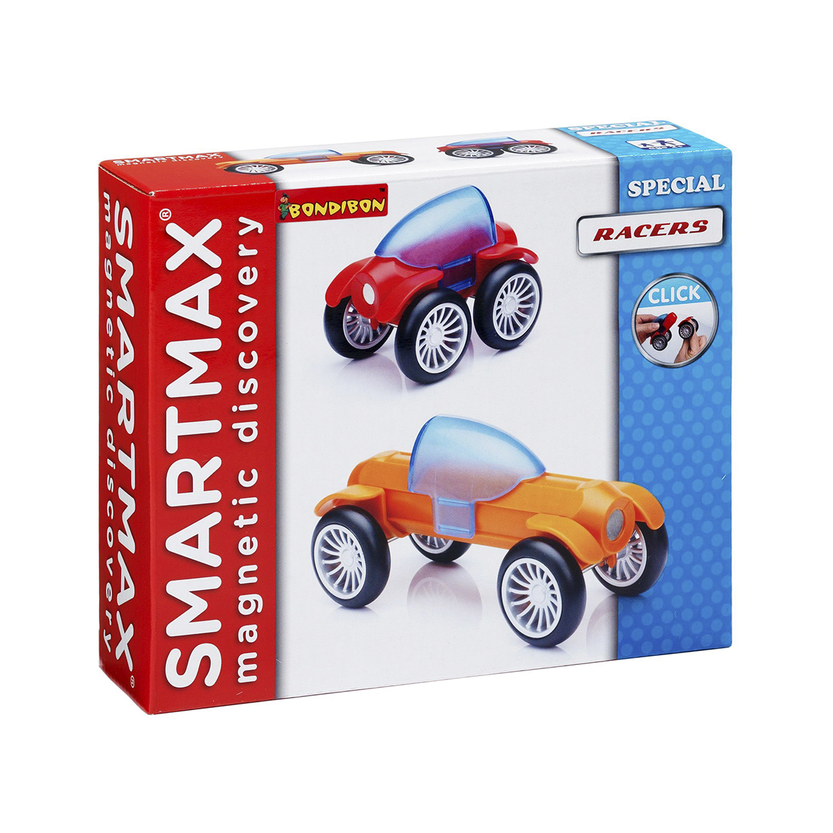 Bondibon Конструктор магнитный Smartmax ГонщикиВВ0877 Bondibon Конструктор магнитный Smartmax ГонщикиВВ0877Магнитный конструктор Bondibon Smartmax Специальный набор: Гонщики открывает перед детьми широкие возможности для творчества и моделирования. Конструктор включает 8 элементов, из которых можно собрать пару супер гоночных машин, а плавный ход автомобилям будут обеспечивать резиновые колеса. Элементы имеют большие размеры, различную геометрическую форму, красочную расцветку и их удобно держать в руке. Некоторые элементы имеют внутри надежно запаянные магниты. Элементы без магнитов снабжены удобными креплениями. Готовые машинки можно использовать для сюжетно-ролевых игр. Конструктор полностью совместим со всеми наборами данной серии. Игра с конструктором развивает мелкую моторику, внимание, фантазию, пространственное и образное мышление. Учит сосредотачиваться на интеллектуальных задачах и усидчивости.