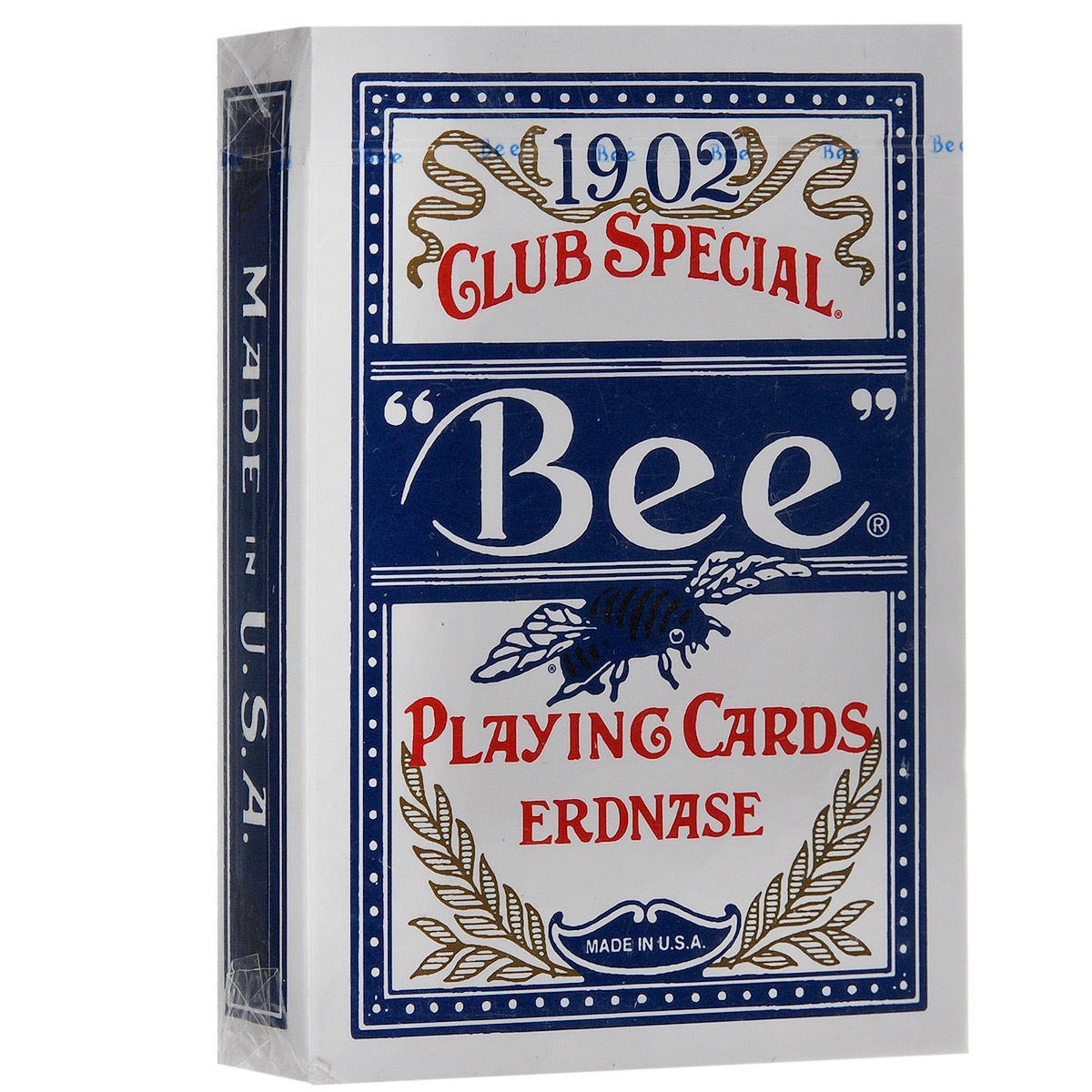 Игральные карты Bee Erdnase 1902, цвет: синий, 54 штК-193 Игральные карты Bee Erdnase 1902, цвет: синий, 54 штК-193Игральные карты Bee Erdnase 1902 изготовлены из многослойного картона с пластиковым покрытием, которое сохранит карты от выцветания и изнашивания. Идеальный вариант как для новичков, так и для профессионалов. Карты имеют классический дизайн и стандартные индексы. Рубашка выполнена в традиционном дизайне Bee без полей. Карты идеально подходят для фокусов, пасьянсов и карточных игр.