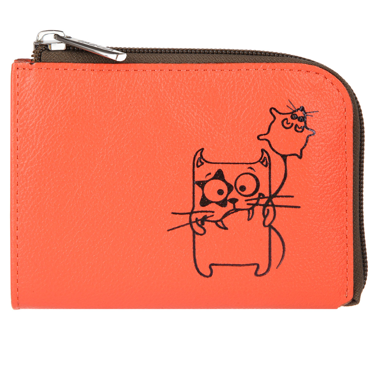 Кошелек женский Fabula Friends, цвет: коралловый. PJ.49.CHPJ.49.CH. грейпфрут Кошелек женский Fabula Friends, цвет: коралловый. PJ.49.CHPJ.49.CH. грейпфрутСтильный женский кошелек Fabula Friends выполнен из натуральной кожи с зернистой текстурой, оформлен художественной печатью с изображением забавного котика. Кошелек закрывается молнию, внутри расположены: два отделения для купюр, четыре накладных кармашка и карман для мелочи на кнопке. Такой кошелек станет прекрасным и стильным подарком человеку, любящему оригинальные и практичные вещи.