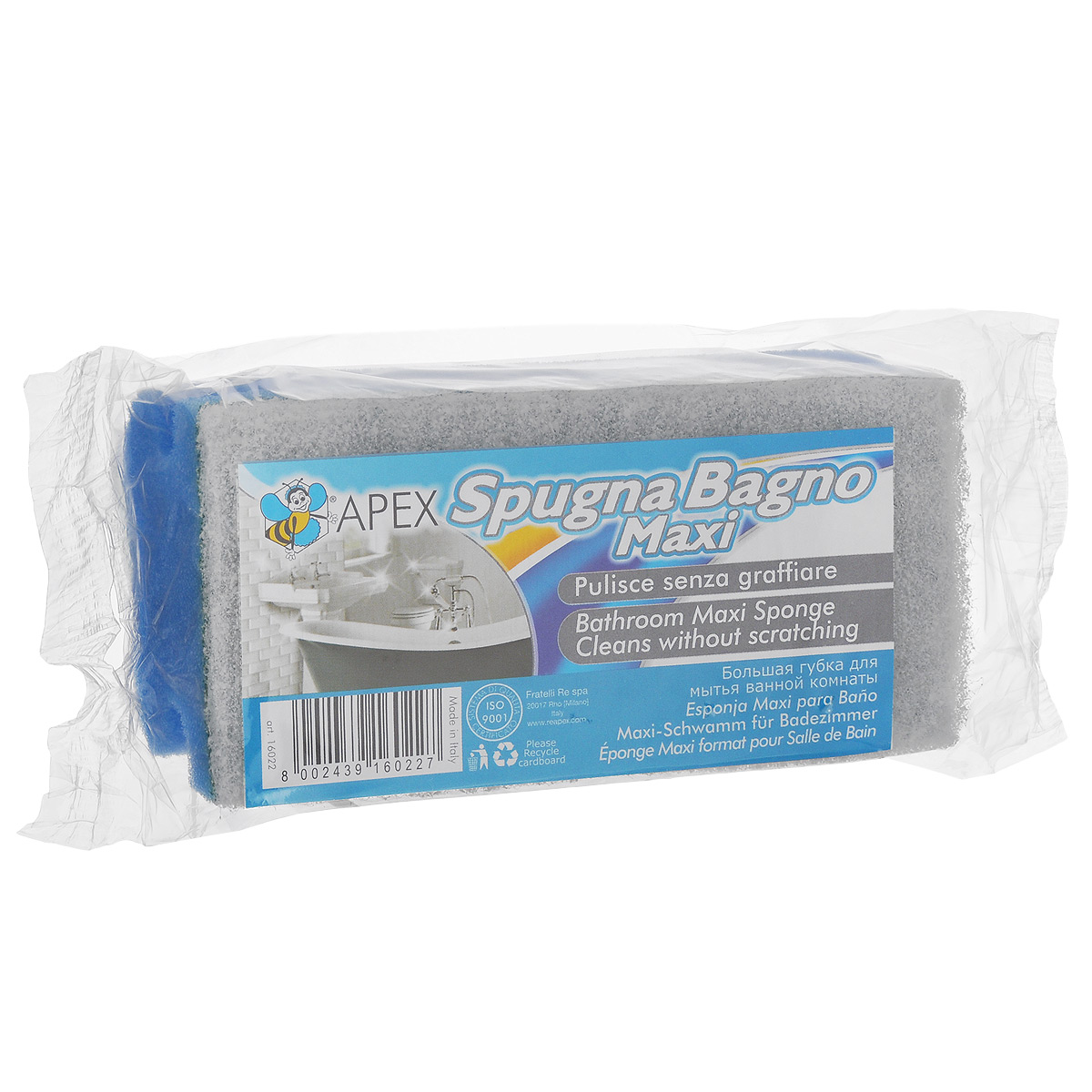 Губка для мытья ванной комнаты Apex, цвет: синий, 14 см х 7 см х 4,5 см16022-A Губка для мытья ванной комнаты Apex, цвет: синий, 14 см х 7 см х 4,5 см16022-AГубка Apex изготовлена из особо прочного поролона и фибры с абразивом. Она предназначена для чистки поверхности раковин, ванн, душевых кабинок. Идеальна для акрила, эмали и фаянса. Изделие удобно в применении благодаря углублению (профилю), который позволяет дольше удерживать моющее средство внутри. 20% нейлон, 80%полиэтер