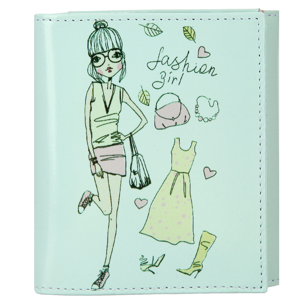 Кошелек женский Befler Fashion Girl, цвет: ментоловый. PJ.120.-7.TGPJ.120.-1.FG2 ментол Кошелек женский Befler Fashion Girl, цвет: ментоловый. PJ.120.-7.TGPJ.120.-1.FG2 ментолСтильный женский кошелек Befler Fashion Girl выполнен из натуральной кожи с гладкой текстурой и оформлен художественной печатью с изображением девушки. Кошелек раскладывается пополам и застегивается на кнопку. Внутри расположены: одно отделение для купюр, шесть кармашков для пластиковых карт или визиток. Снаружи размещен карман для мелочи на кнопке. Такой кошелек станет прекрасным и стильным подарком человеку, любящему оригинальные и практичные вещи.