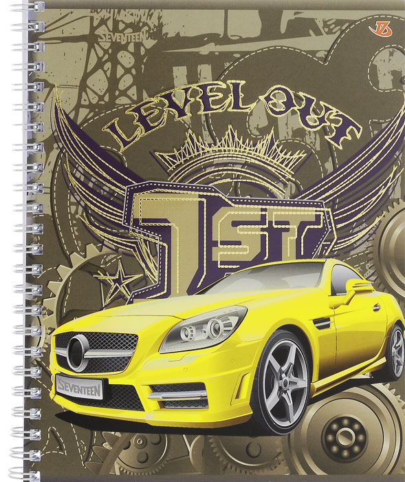 Тетрадь Seventeen Level Out. 1st, цвет: коричневый, желтый, на гребне, 48 листов7232/3_1 ST, желтая Тетрадь Seventeen Level Out. 1st, цвет: коричневый, желтый, на гребне, 48 листов7232/3_1 ST, желтаяТетрадь Seventeen Level Out. 1st прекрасно подойдет как студенту, так и школьнику. Обложка тетради с изображением желтого автомобиля с элементами золотого тиснения выполнена из мелованного картона с закругленными углами. Внутренний блок тетради на гребне состоит из 48 листов высококачественной бумаги повышенной белизны. Все листы расчерчены в клетку без полей.