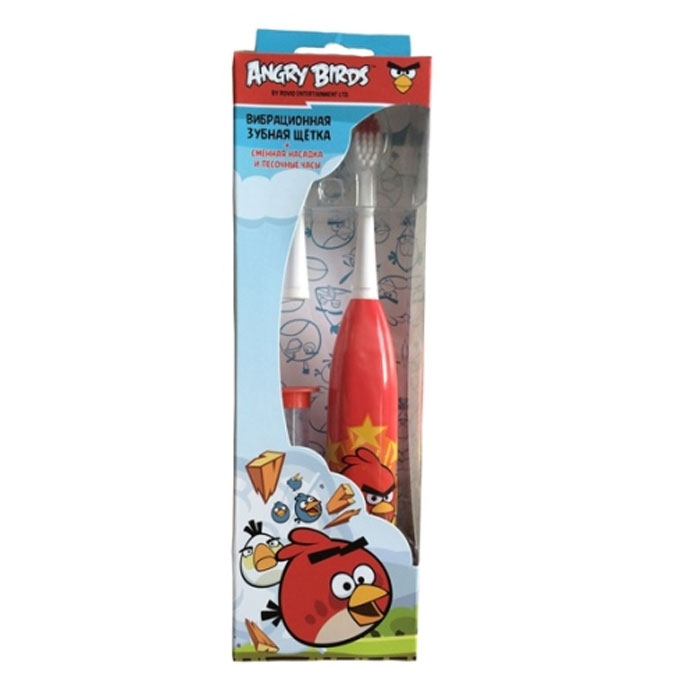 Longa Vita Детская зубная щетка Angry Birds, мягкая, вибрационная, от 3-х лет + подарок сменная насадка и песочные часы127820 Longa Vita Детская зубная щетка Angry Birds, мягкая, вибрационная, от 3-х лет + подарок сменная насадка и песочные часы127820Детская зубная щетка Longa Vita Angry Birds предназначена для детей от трех лет. Отличается эргономичной ручкой и мягкой щетиной Tynex DuPont. В нижней части ручки есть подставка, которая является включателем. В щетке использованы заменяемые батарейки, которых хватает для использования щетки в течение рекомендованного стоматологами времени. В подарок идут батарейки, сменная насадка и песочные часы, которые помогают ребенку определить необходимое время для чистки зубов, формируя полезную привычку - заботиться о здоровье полости рта. Яркий дизайн и узнаваемые герои из мультфильма Angry Birds помогут интересно и весело провести время во время чистки зубов. Товар сертифицирован.