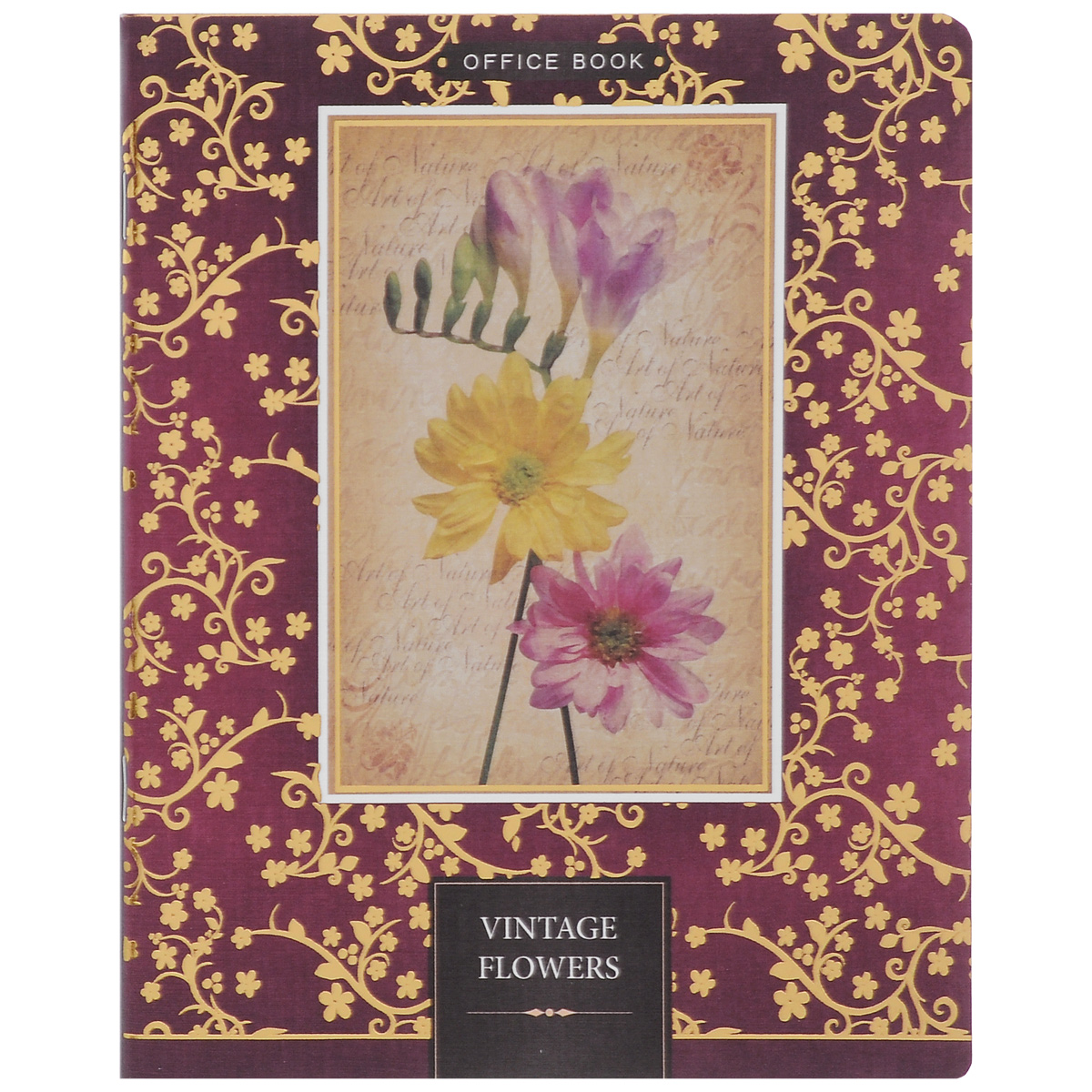 Тетрадь в клетку Vintag Flowers, цвет: бордовый, золотой, 60 листов. 6650/56650/5_Sev Цветы Тетрадь в клетку Vintag Flowers, цвет: бордовый, золотой, 60 листов. 6650/56650/5_Sev Цветы205 х 165Тетрадь Vintag Flowers подойдет для любых работ и студенту, и школьнику. Фактурная обложка тетради с элементами золотого тиснения выполнена из картона с закругленными углами. Внутренний блок тетради соединен скрепками и состоит из 60 листов высококачественной бумаги повышенной белизны. У тетради имеется дополнительный лист с блоком для заполнения контактной информацией.