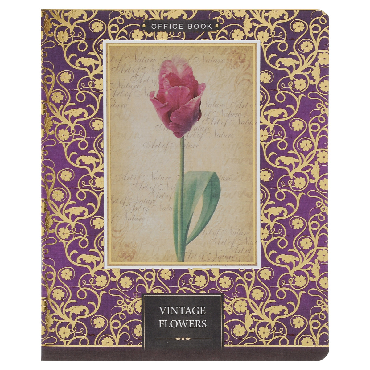 Тетрадь в клетку Vintage Flowers Махровый тюльпан, 60 листов6650/5_Sev Махровый тюльпан Тетрадь в клетку Vintage Flowers Махровый тюльпан, 60 листов6650/5_Sev Махровый тюльпанТетрадь Vintage Flowers Махровый тюльпан отлично подходит для различных работ. Обложка тетради с элементами золотого тиснения выполнена из матового картона с закругленными углами. Внутренний блок тетради соединен металлическими скрепками и состоит из 60 листов высококачественной бумаги повышенной белизны. Стандартная линовка в клетку дополнена полями, совпадающими с лицевой и оборотной стороны листа. Первая страничка содержит поля для заполнения личных данных.