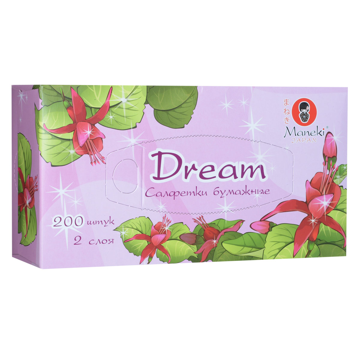Maneki Салфетки бумажные Dream, двухслойные, цвет: розовый, 200 штFT135 Maneki Салфетки бумажные Dream, двухслойные, цвет: розовый, 200 штFT135Двухслойные бумажные салфетки Maneki Dream, выполненные из натуральной экологически чистой целлюлозы, подарят превосходный комфорт и ощущение чистоты и свежести. Салфетки упакованы в коробку, поэтому их удобно использовать дома или взять с собой в офис или машину. Не содержат хлор.