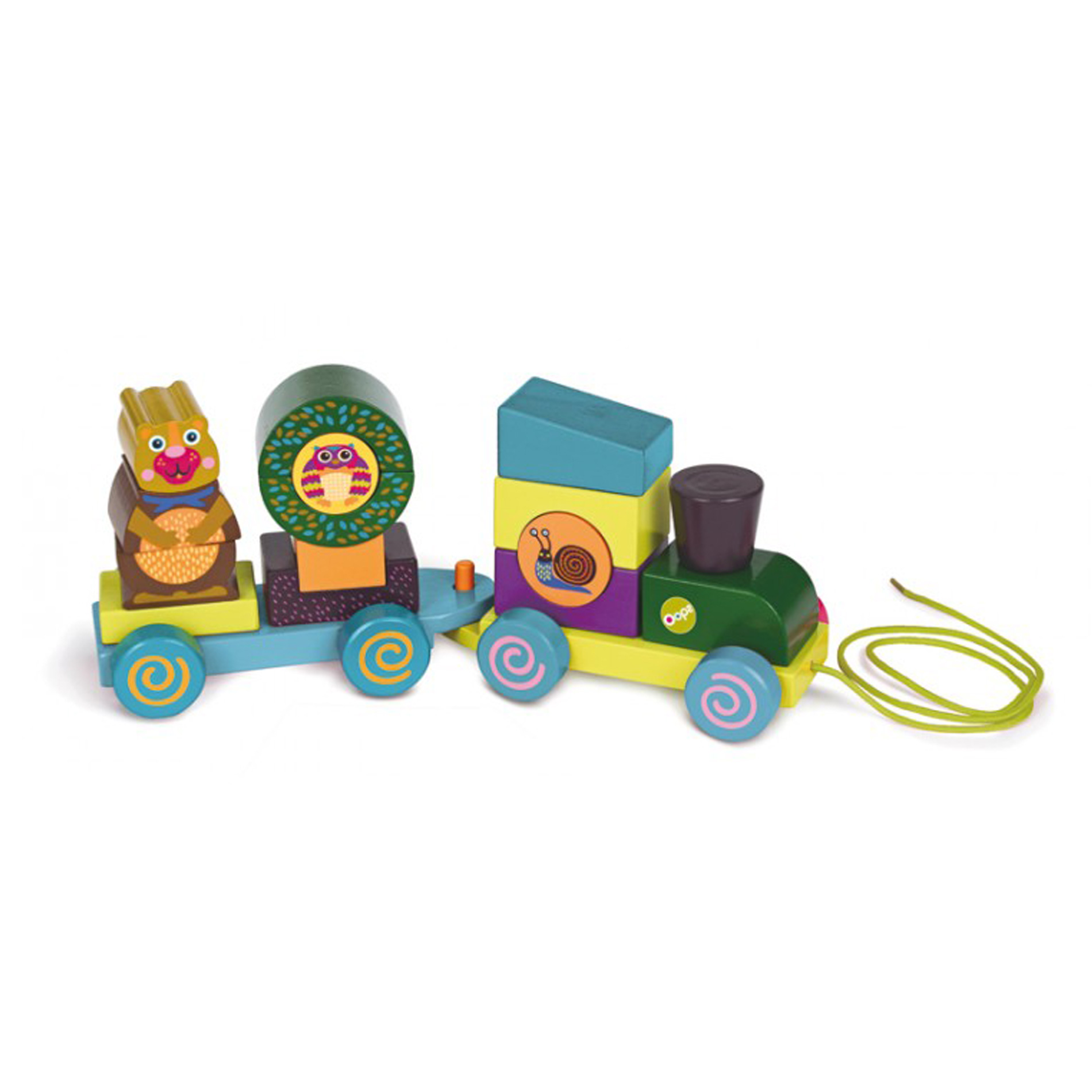 Конструктор-каталка деревянный OOPS Fun Forest Train, 17 элементовO 17001.10 Конструктор-каталка деревянный OOPS Fun Forest Train, 17 элементовO 17001.10Конструктор-каталка деревянный OOPS Fun Forest Train надолго займет внимание вашего ребенка. В комплект входят два вагончика паровозика и 15 элементов конструктора. Элементы выполнены из натурального дерева с использованием нетоксичных красок. На каждом вагончике имеются два штырька, на которые нанизываются элементы. Вагончики легко соединяются друг с другом, образуя паровозик. Пассажирами паровозика являются: мишка, сова и улитка. Каждый вагончик оснащен колесиками. За текстильный шнурок малыш сможет возить паровозик за собой. Во время игры ребенок познакомится с основными цветами, научится различать фигуры, форму и цвет, тренировать логическое мышление и мелкую моторику пальчиков рук.