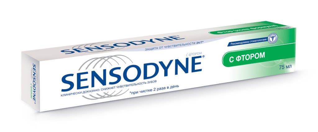 Sensodyne Зубная паста с Фтором 75 мл200401145 Sensodyne Зубная паста с Фтором 75 мл200401145• Эффективно снижает чувствительность зубов. • Новая улучшенная формула с 5% нитратом калия обеспечивает клинически доказанное снижение повышенной чувствительности зубов и защиту от чувствительности в течение всего дня*. • Защищает от кариеса благодаря содержанию фтора. • Мятный вкус оставляет во рту ощущение чистоты и свежести