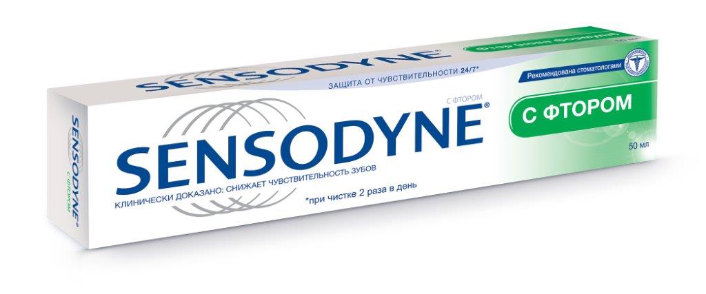 Sensodyne Зубная паста с Фтором 50 мл20040113 Sensodyne Зубная паста с Фтором 50 мл20040113• Эффективно снижает чувствительность зубов. • Новая улучшенная формула с 5% нитратом калия обеспечивает клинически доказанное снижение повышенной чувствительности зубов и защиту от чувствительности в течение всего дня*. • Защищает от кариеса благодаря содержанию фтора. • Мятный вкус оставляет во рту ощущение чистоты и свежести