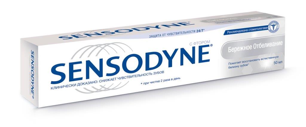 Sensodyne Зубная паста Бережное Отбеливание 50 мл20040112 Sensodyne Зубная паста Бережное Отбеливание 50 мл20040112• Эффективно снижает чувствительность зубов. • Защищает от кариеса благодаря содержанию фтора. • Мятный вкус оставляет во рту ощущение чистоты и свежести • Помогает бережно удалять потемнения зубной эмали, восстанавливая естественную белизну зубов.