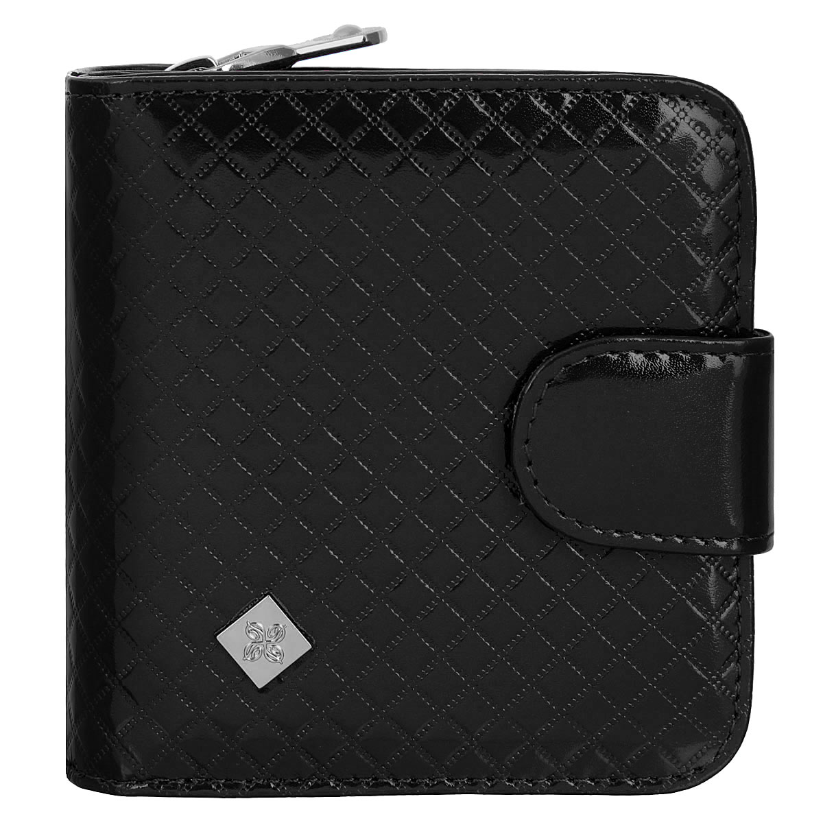 Кошелек женский Dimanche Rich, на молнии, цвет: черный. 564564 Кошелек женский Dimanche Rich, на молнии, цвет: черный. 564564Стильный кошелек Dimanche Rich изготовлен из натуральной лакированной кожи высшего качества с оригинальным тиснением в клетку и оформлен металлическим брендовым значком. Кошелек состоит из двух отделений. В первом, закрывающимся на хлястик с кнопкой, имеется два отделения для купюр и восемь кармашков для кредитных карт. Второе отделение для мелочи закрывается на молнию. Упакован в фирменную коробку. Такой кошелек станет замечательным подарком человеку, ценящему качественные и практичные вещи.