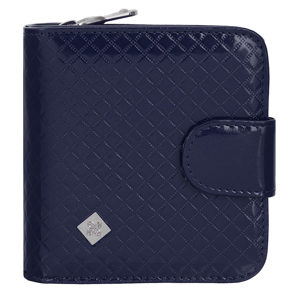 Кошелек женский Dimanche Rich, на молнии, цвет: синий. 584/3584/3 Кошелек женский Dimanche Rich, на молнии, цвет: синий. 584/3584/3Стильный кошелек Dimanche Rich изготовлен из натуральной лакированной кожи высшего качества с оригинальным тиснением в клетку и оформлен металлическим брендовым значком. Кошелек состоит из двух отделений. В первом, закрывающимся на хлястик с кнопкой, имеется два отделения для купюр и восемь кармашков для кредитных карт. Второе отделение для мелочи закрывается на молнию. Упакован в фирменную коробку. Такой кошелек станет замечательным подарком человеку, ценящему качественные и практичные вещи.