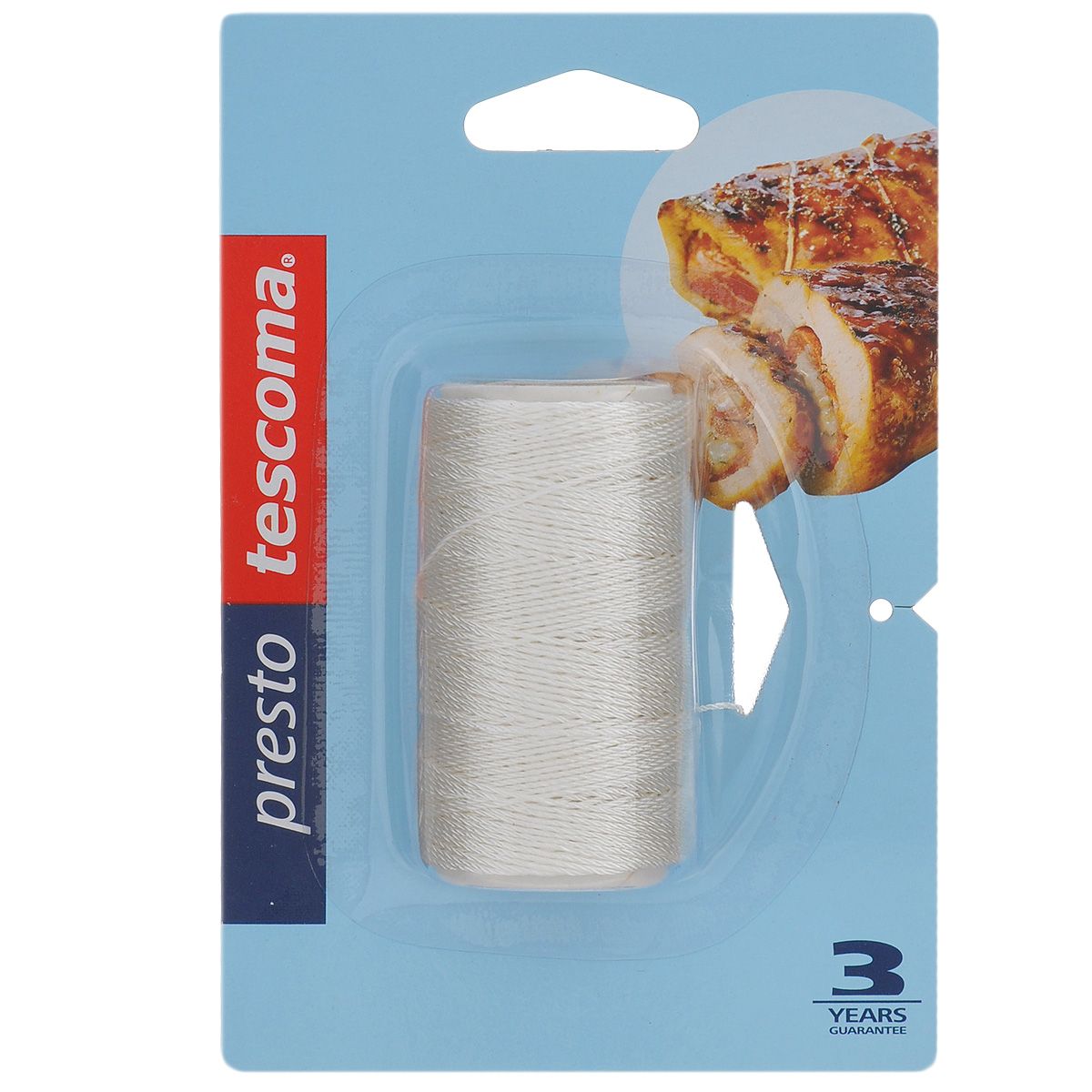 Веревка для выпечки Tescoma Presto, 40 м420588 Веревка для выпечки Tescoma Presto, 40 м420588Веревка Tescoma Presto отлично подходит для связывания мясных рулетов, птицы, овощей, выпечки, жарки, варки и обрабатывания паром. Изготовлена из прочного волокна, выдерживает температуру до 250°C, подходит для всех типов печей, в том числе СВЧ.