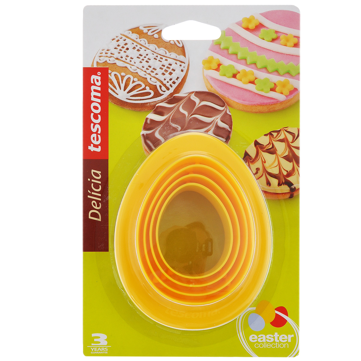 Пасхальные формочки Tescoma Delicia, двухсторонние, 8 размеров, 4 предмета630869 Пасхальные формочки Tescoma Delicia, двухсторонние, 8 размеров, 4 предмета630869Пасхальные формочки Tescoma Delicia прекрасно подходят для легкого вырезания печенья 8 разных размеров из песочного, пряничного теста и теста для печенья. Формочки двухсторонние, складные. Изготовлены из высококачественного прочного пластика. Можно мыть в посудомоечной машине. Размер формочек: 45 мм, 55 мм, 65 мм, 70 мм, 75 мм, 85 мм, 90 мм, 100 мм.