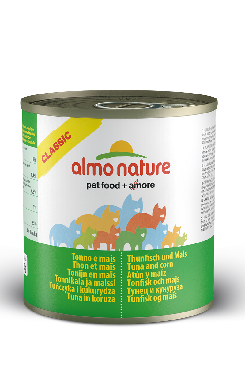 Консервы для кошек с Тунцом и кукурузой (Classic Tuna and Corn), 280 г.20336 Консервы для кошек с Тунцом и кукурузой (Classic Tuna and Corn), 280 г.20336Консервы Almo Nature Classic - сбалансированный влажный корм для кошек, изготовленный из ингредиентов высшего качества, являющихся натуральными источниками витаминов и питательных веществ. Состав: тунец 50%, рыбный бульон 42%, маис 5%, рис 3%. Гарантированный анализ: белки 12%, клетчатка 0.1%, масла и жиры 0.3%, зола 1.4%, влажность 83%. Калорийность: 450 ккал/кг. Товар сертифицирован.