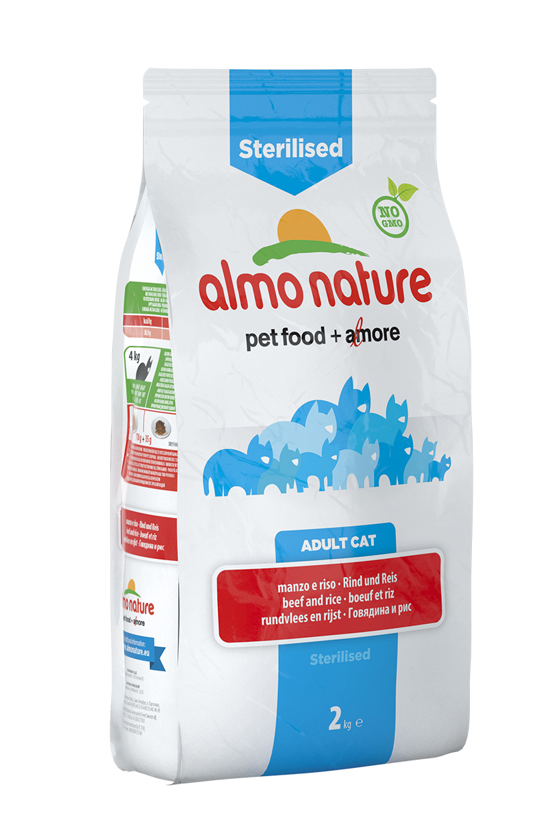 Корм сухой Almo Nature Functional line для кастрированных кошек, с говядиной и рисом, 2 кг20359 Корм сухой Almo Nature Functional line для кастрированных кошек, с говядиной и рисом, 2 кг20359Полнорационный корм Almo Nature Functional line рекомендован для кастрированных кошек. Корм содержит большой процент свежего мяса, что обеспечивает необходимым количеством питательных веществ и оптимальным содержанием протеина. Прекрасный вкус обеспечивается за счет свежих натуральных ингредиентов. Не содержит искусственных добавок, красителей, ароматизаторов, консервантов. Состав: мясо и его производные (15% свежей говядины ), злаки (рис 14%), экстракт растительного белка, масла и жиры, производные растительного происхождения (клетчатка 0,5%,инулин из цикория- источник ФОС-0,1%, юкка шидигера 0,1%), дрожжи, минералы, мананоолигосахариды, семена (льняное семя 0,1%). Пищевые добавки: витамин A 24000 IU/кг, витамин D3 1700 IU/кг, витамин E 400 мг/кг, витамин B1 10 мг/кг, витамин B2 8 мг/кг, кальций-D-пантотенат 16 мг/кг, витамин B6 6 мг/кг, витамин B12 0,15 мг/кг, витамин C 50 мг/кг, витамин K 1 мг/кг, биотин 0,50 мг/кг, фолиевая кислота 1...