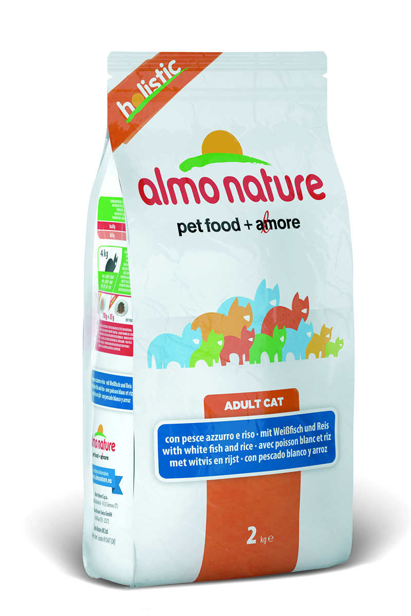 Корм сухой Almo Nature Holistic для взрослых кошек, с рыбой и коричневым рисом, 2 кг22592 Корм сухой Almo Nature Holistic для взрослых кошек, с рыбой и коричневым рисом, 2 кг22592Полнорационный корм Almo Nature Holistic рекомендован для взрослых кошек. Корм содержит большой процент свежей рыбы, что обеспечивает необходимым количеством питательных веществ и оптимальным содержанием протеина. Прекрасный вкус обеспечивается за счет свежих натуральных ингредиентов. Не содержит искусственных добавок, красителей, ароматизаторов, консервантов. Состав: рыба и ее производные (свежей жирной рыбы 25%), злаки (рис 14%), мясо и его производные, экстракт растительных белков, масла и жиры, минералы, производные растительного происхождения (инулин из цикория- источник ФОС- 0.1%), маннаноолигосахариды. Пищевая ценность: белки 31%, клетчатка 1,5%, масла и жиры 15%, зола 8,5%, влажность 8,5%. Калорийность: 3655 ккал/кг. Товар сертифицирован.