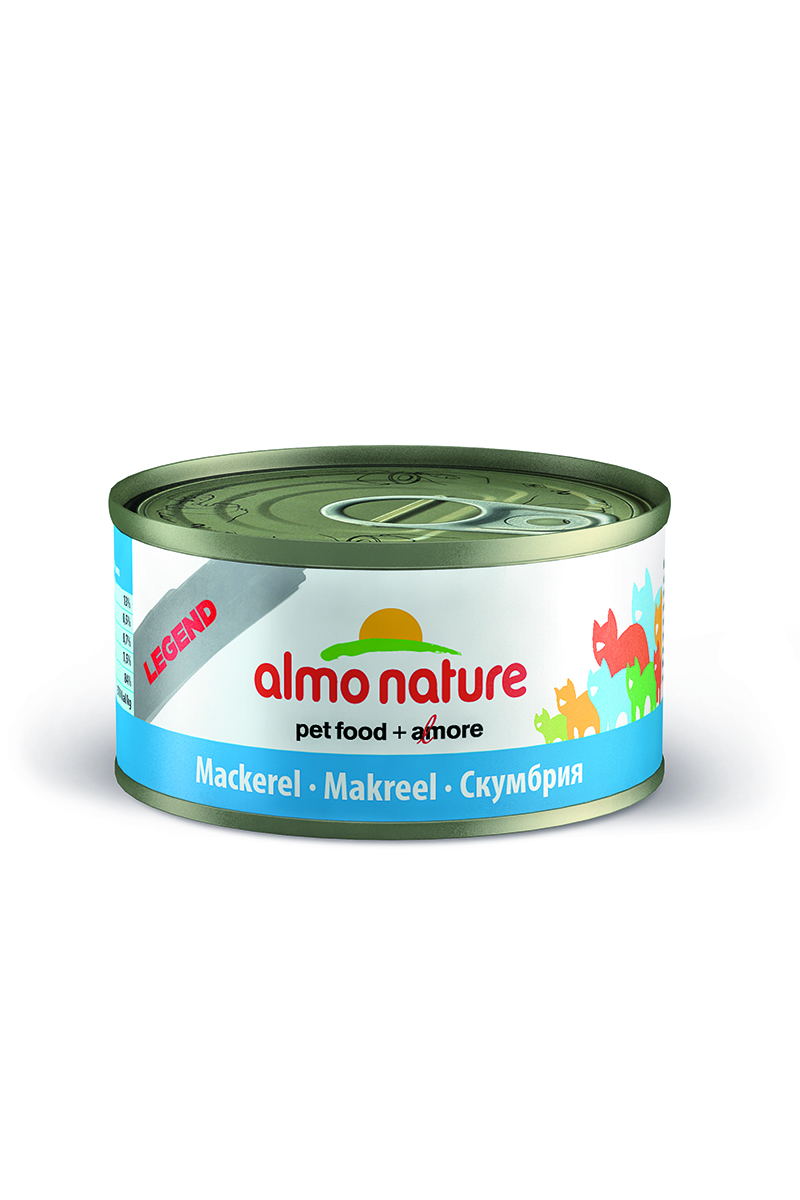 Консервы для кошек Almo Nature Legend, cо скумбрией, 70 г23185 Консервы для кошек Almo Nature Legend, cо скумбрией, 70 г23185Консервы Almo Nature Legend - сбалансированный влажный корм для кошек, изготовленный из ингредиентов высшего качества, являющихся натуральными источниками витаминов и питательных веществ. Состав: скумбрия 75%, рыбный бульон 24%, рис 1%. Гарантированный анализ: белки – 19%, клетчатка – 1%, жиры – 1%, зола – 2%, влажность – 78%. Калорийность - 750 ккал/кг. Товар сертифицирован.