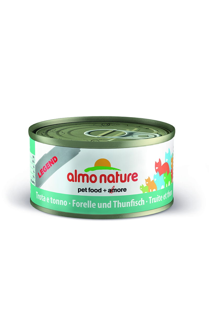 Консервы для кошек Almo Nature Legend, с форель и тунцом, 70 г23186 Консервы для кошек Almo Nature Legend, с форель и тунцом, 70 г23186Консервы Almo Nature Legend - это супер-премиум корм для кошек в банке с ключом, которая сохраняет свежесть каждого кусочка. Корм изготовлен только из свежих высококачественных натуральных ингредиентов, что обеспечивает здоровье вашей кошки. Не содержит ГМО, антибиотиков, химических добавок, консервантов и красителей. Состав: форель 37,5%, тунец 37,5%, рыбный бульон 24%, рис 1%. Гарантированный анализ: белки - 16%, клетчатка - 1%, жиры - 3%, зола - 3%, влажность - 76%. Товар сертифицирован.