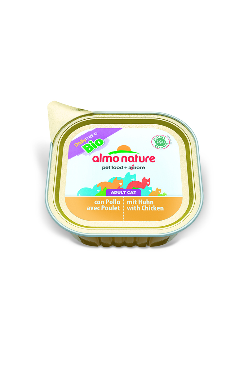 Паштет для Кошек Био-меню с Курицей (Daily Menu Bio Chicken), 100 г.23196 Паштет для Кошек Био-меню с Курицей (Daily Menu Bio Chicken), 100 г.23196Состав: 100% экологически чистое мясо курицы и ее производные (60% свежего мяса, включая куриное филе 20%), минералы. Пищевые добавки: Витамин Е 30 мг/кг, медь 1мг/кг, цинк 20 мг/кг. Гарантированный анализ: белки – 9,5%, клетчатка – 0,1%, жиры – 5,5%, зола – 2,9%, влажность – 82%. Калорийность – 878 ккал/кг.