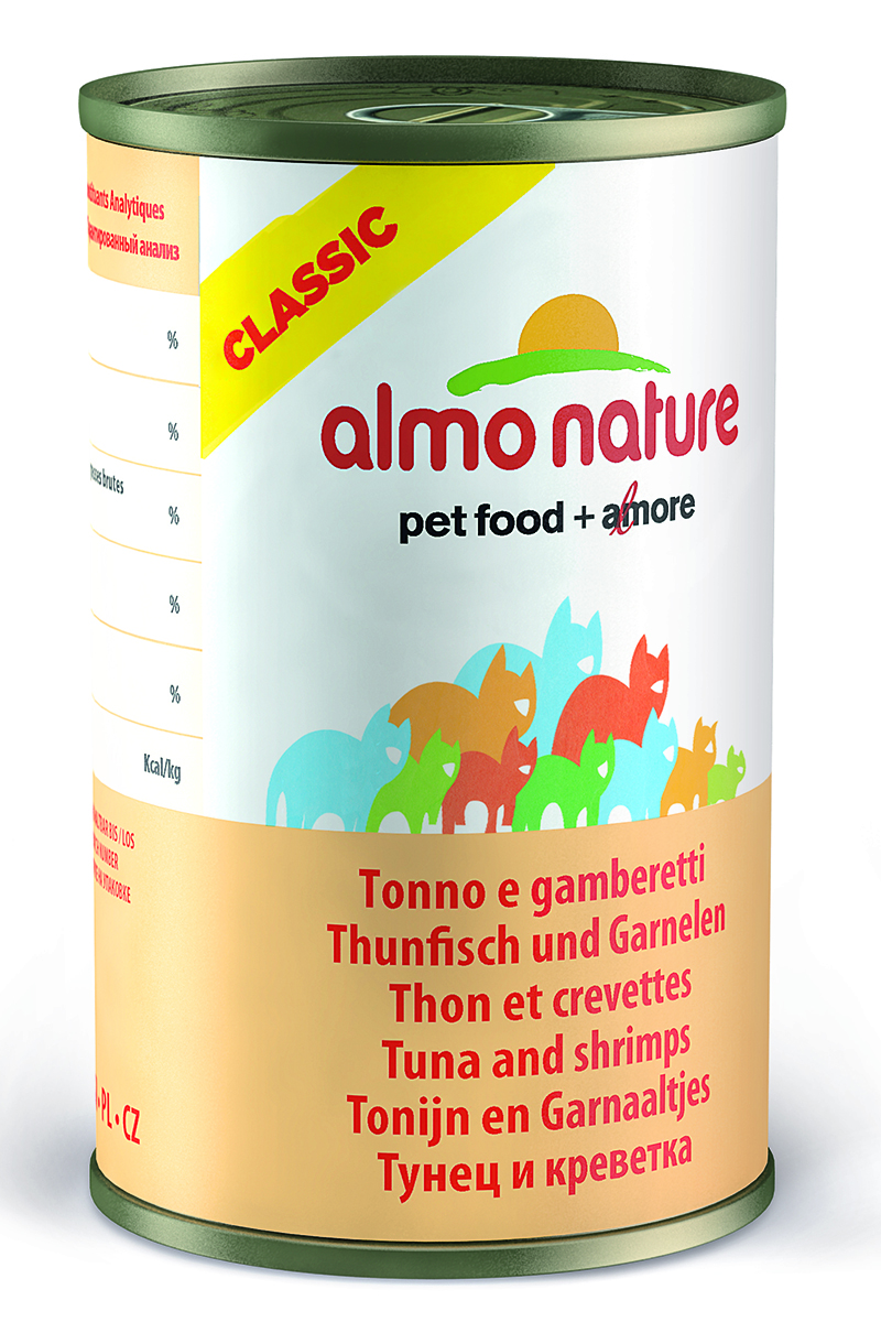 Консервы для кошек Almo Nature Classic, с тунцом и креветками, 140 г25043 Консервы для кошек Almo Nature Classic, с тунцом и креветками, 140 г25043Консервы Almo Nature Classic - это супер-премиум корм для кошек в банке с ключом, которая сохраняет свежесть каждого кусочка. Корм изготовлен только из свежих высококачественных натуральных ингредиентов, что обеспечивает здоровье вашей кошки. Не содержит ГМО, антибиотиков, химических добавок, консервантов и красителей. Товар сертифицирован.