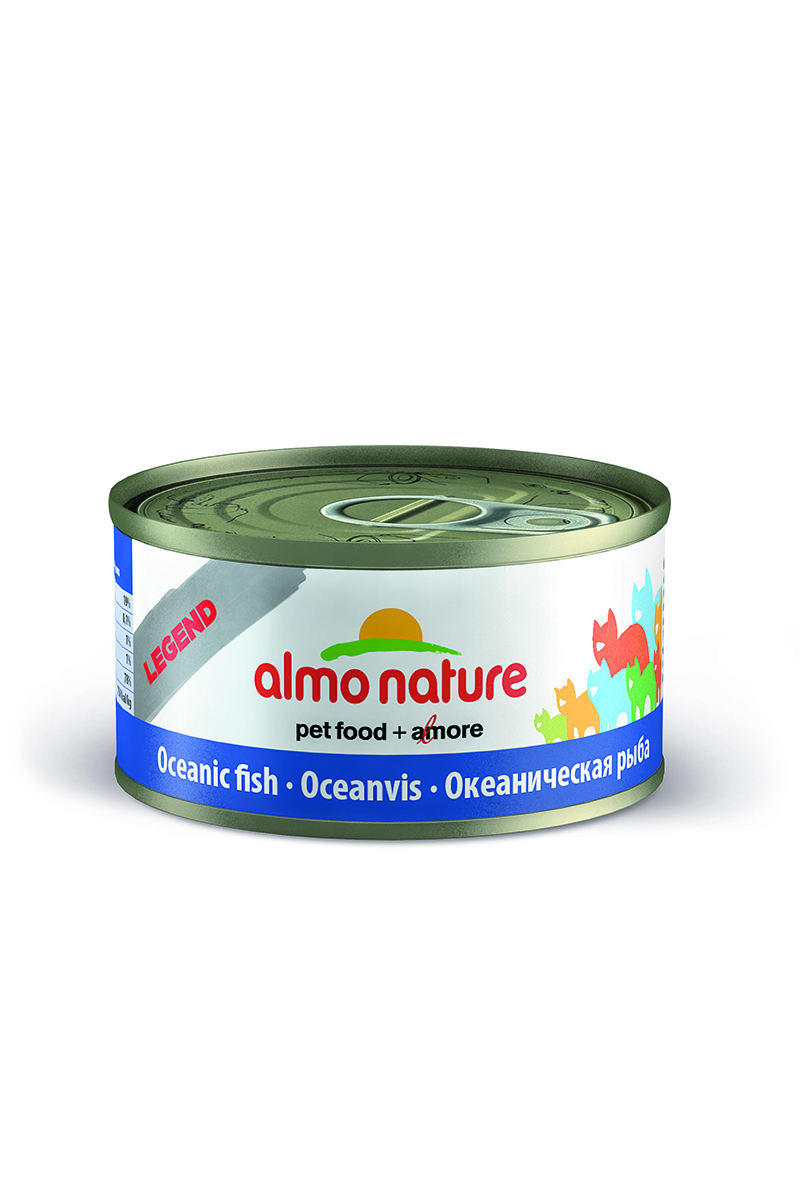 Консервы для кошек Almo Nature Legend, с океанической рыбой, 70 г26497 Консервы для кошек Almo Nature Legend, с океанической рыбой, 70 г26497Консервы Almo Nature Legend - сбалансированный влажный корм для кошек, изготовленный из ингредиентов высшего качества, являющихся натуральными источниками витаминов и питательных веществ. Консервы Almo Nature Legend изготавливаются по уникальной технологии, в процессе которой ингредиенты упаковываются в свежем сыром виде, затем проходят термическую обработку прямо в упаковке, что позволяет сохранить все питательные вещества и прекрасный вкус и аромат. Состав: скумбрия 45%, мясо белой рыбы 30%, рыбный бульон 24%, рис 1%. Гарантированный анализ: белки – 19%, клетчатка – 1%, жиры – 1%, зола – 2%, влажность – 78%. Калорийность - 750 ккал/кг. Товар сертифицирован.