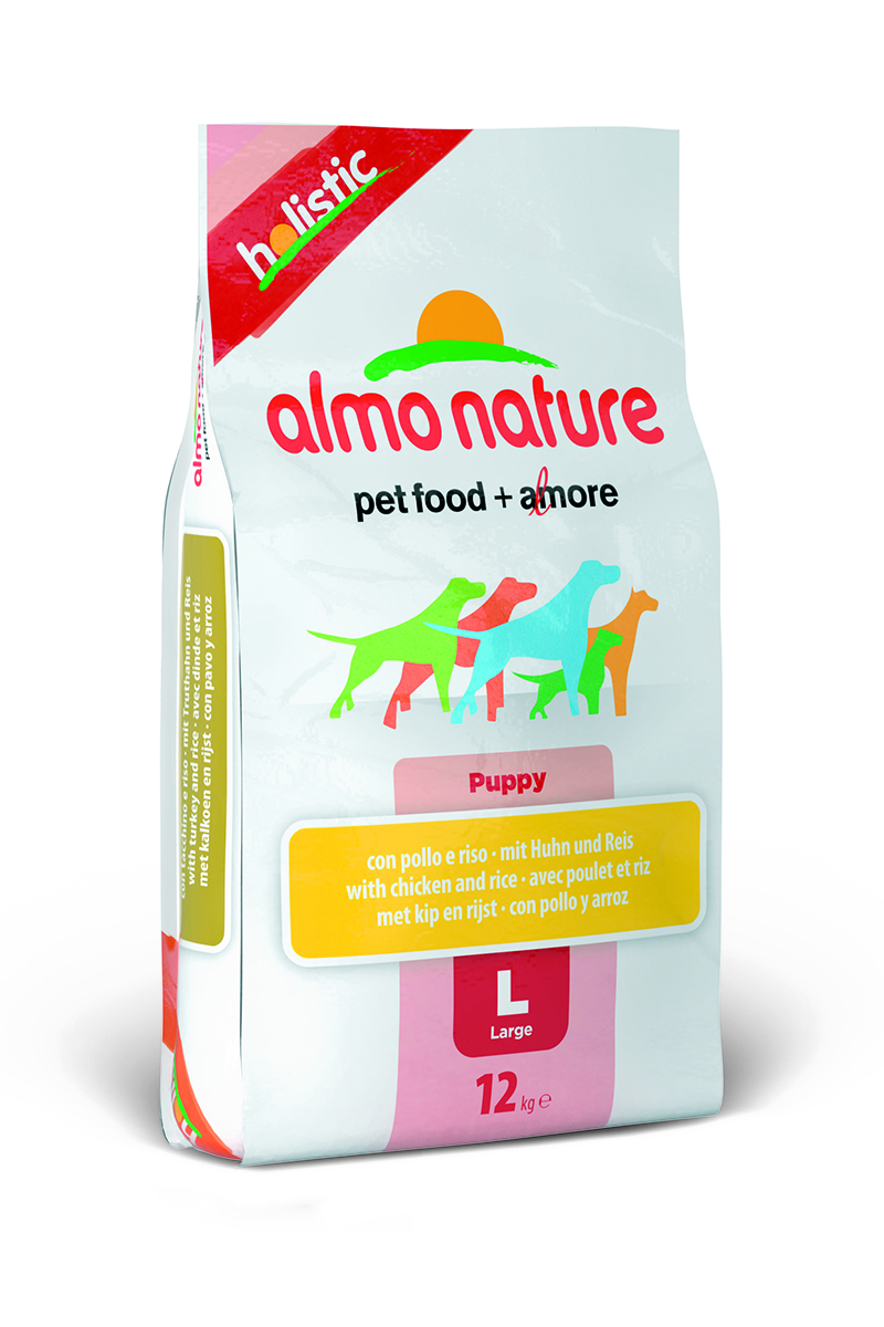 Корм сухой Almo Nature Holistic для щенков крупных пород, с курицей, 12 кг10140 Корм сухой Almo Nature Holistic для щенков крупных пород, с курицей, 12 кг10140Полнорационный корм Almo Nature Holistic рекомендован для щенков крупных пород. Корм содержит большой процент свежего мяса, что обеспечивает необходимым количеством питательных веществ и оптимальным содержанием протеина. Прекрасный вкус обеспечивается за счет свежих натуральных ингредиентов. Не содержит искусственных добавок, красителей, ароматизаторов, консервантов. Состав: мясо курицы - 51% (из которых 14% свежего куриного филе, 37% дегидрированного мяса), злаки, экстракт растительного белка, овощи, масла и жиры, дрожжи, минеральные вещества, аннанолигосахариды (MOS) и фруктоолигосахариды (ФОС), витамин А - 26760 МЕ/кг, витамин D3 - 1800 МЕ/кг, витамин Е - 200 мг/кг. Микроэлементы: витамин A 24000 IU/кг, витамин D3 1400 IU/кг, витамин E 400 мг/кг, витамин B1 12 мг/кг, витамин B2 14 мг/кг, кальций D-пантотенат 20 мг/кг, витамин B6 12 мг/кг, витамин B12 0,15 мг/кг, биотин 0,50 мг/кг, ниацин 25 мг/кг, фолиевая кислота 1 мг/кг, сульфат пентагидрат ...