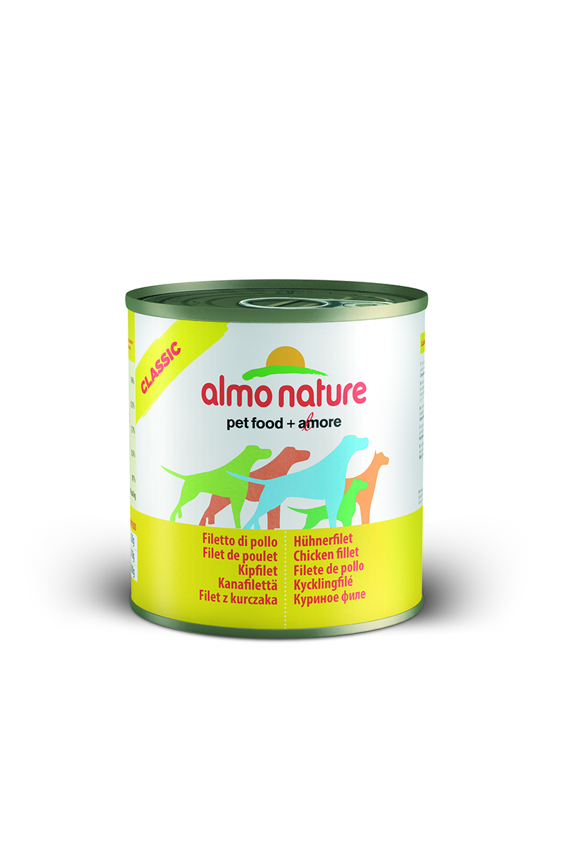 Консервы для собак Almo Nature Classic, с куриным филе, 280 г10180 Консервы для собак Almo Nature Classic, с куриным филе, 280 г10180Консервы Almo Nature Classic - сбалансированный влажный корм для собак, изготовленный из ингредиентов высшего качества, являющихся натуральными источниками витаминов и питательных веществ. Состав: куриное филе – 50%, куриный бульон – 47%, рис – 3%. Гарантированный анализ: белки – 17%, клетчатка – 1%, жиры – 0,5%, зола – 3%, влажность – 81%. Калорийность - 637 ккал/кг. Товар сертифицирован.