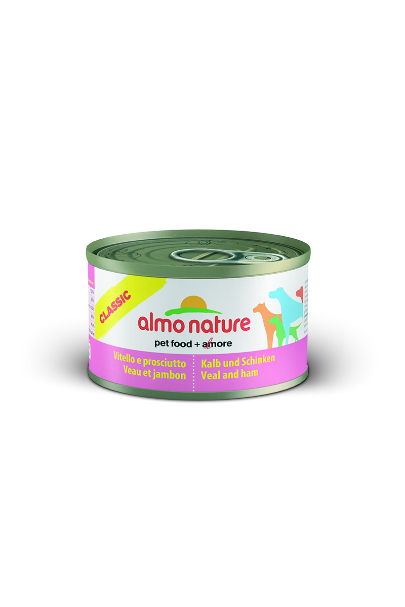Консервы для собак Almo Nature Classic, с телятиной и ветчиной, 95 г10191 Консервы для собак Almo Nature Classic, с телятиной и ветчиной, 95 г10191Консервы Almo Nature Classic - сбалансированный влажный корм для собак, изготовленный из ингредиентов высшего качества, являющихся натуральными источниками витаминов и питательных веществ. Состав: вырезка телятины - 45% мин., ветчина - 5% мин., рис - 3% мин., гуаровая камедь - 0,2%, телячий бульон. Гарантированный анализ: белки - 12%, клетчатка - 0,2%, жиры - 9%, зола - 0,5%, влажность - 76%. Калорийность - 1500 ккал/кг. Товар сертифицирован.