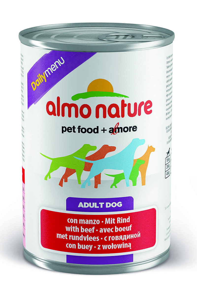 Консервы для собак Almo Nature Daily Menu, с говядиной, 400 г10226 Консервы для собак Almo Nature Daily Menu, с говядиной, 400 г10226Консервы Almo Nature Daily Menu - сбалансированный влажный корм для собак, изготовленный из ингредиентов высшего качества, являющихся натуральными источниками витаминов и питательных веществ. Состав: мясо и его производные (говядина), яйца, злаки, минералы. Пищевые добавки: витамин А 1570 МЕ/кг, витамин D3 195 МЕ/кг, витамин Е 15 мг/кг, сульфат меди пентагидрат 7.6 мг/кг (CU1,9 мг/кг), камедь кассии 3000 мг/кг. Гарантированные анализ: белки – 7,5%, клетчатка – 0,5%, жиры – 4,5%, зола – 2%, влага – 81%. Калорийность: 1100 ккал/кг. Товар сертифицирован.