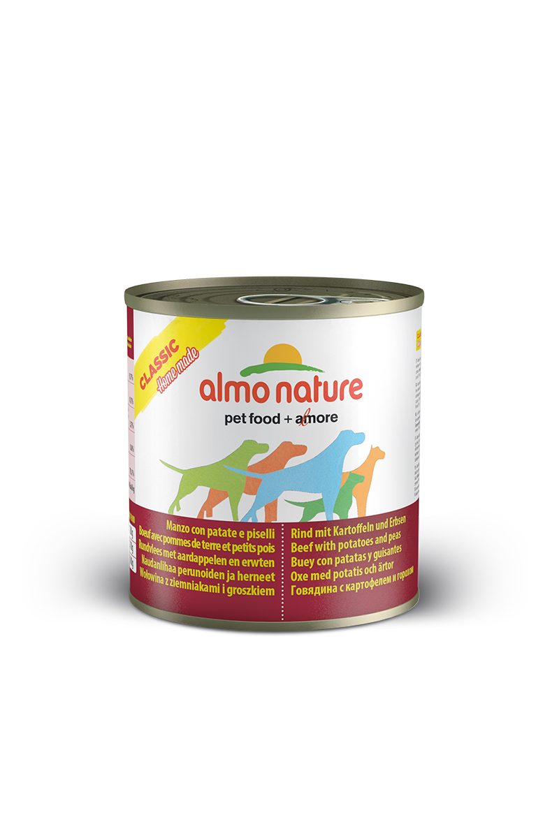 Консервы для собак Almo Nature Classic, говядина с картофелем и горошком по-домашнему, 280 г10365 Консервы для собак Almo Nature Classic, говядина с картофелем и горошком по-домашнему, 280 г10365Консервы Almo Nature Classic - сбалансированный влажный корм для собак, изготовленный из ингредиентов высшего качества, являющихся натуральными источниками витаминов и питательных веществ. Состав: говядина 35%, бульон 33%, горох 15%, картофель 14%, крахмал 2%, рис 1%. Пищевая ценность: белки 9,7%, клетчатка 0,1%, масла и жиры 3,7%, зола 0,8%, влажность 78,1%. Калорийность: 924 ккал/кг. Товар сертифицирован.