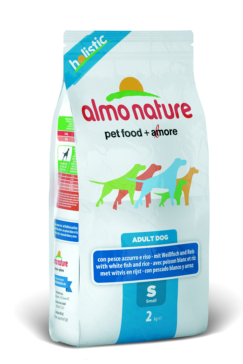 Корм сухой Almo Nature Holistic для взрослых собак малых пород, с белой рыбой и рисом, 2 кг10378 Корм сухой Almo Nature Holistic для взрослых собак малых пород, с белой рыбой и рисом, 2 кг10378Полнорационный корм Almo Nature Holistic для взрослых собак малых пород. Корм содержит большой процент свежей рыбы, что обеспечивает необходимым количеством питательных веществ и оптимальным содержанием протеина. Прекрасный вкус обеспечивается за счет свежих натуральных ингредиентов. Не содержит искусственных добавок, красителей, ароматизаторов, консервантов. Состав: мясо рыбы и его производные 52% (из которых 27% свежеприготовленная белая рыба), злаки (рис 14%, ячмень, овес), экстракт растительного белка, овощи и производные растительного происхождения, масла и жиры, дрожжи, минералы, мананоолигосахариды (MOS), фруктоолигосахариды (FOS). Пищевые добавки: витамин A 22000 IU/кг, витамин D3 1400 IU/кг, витамин E 300 мг/кг, витамин B1 12 мг/кг, витамин B2 14 мг/кг, кальций D-пантотенат 20 мг/кг, витамин B6 12 мг/кг, витамин B12 0,15 мг/кг, биотин 0,50 мг/кг, ниацин 25 мг/кг, фолиевая кислота 1 мг/кг, L-карнитин 100 мг/кг, сульфат пентагидрат меди 32...