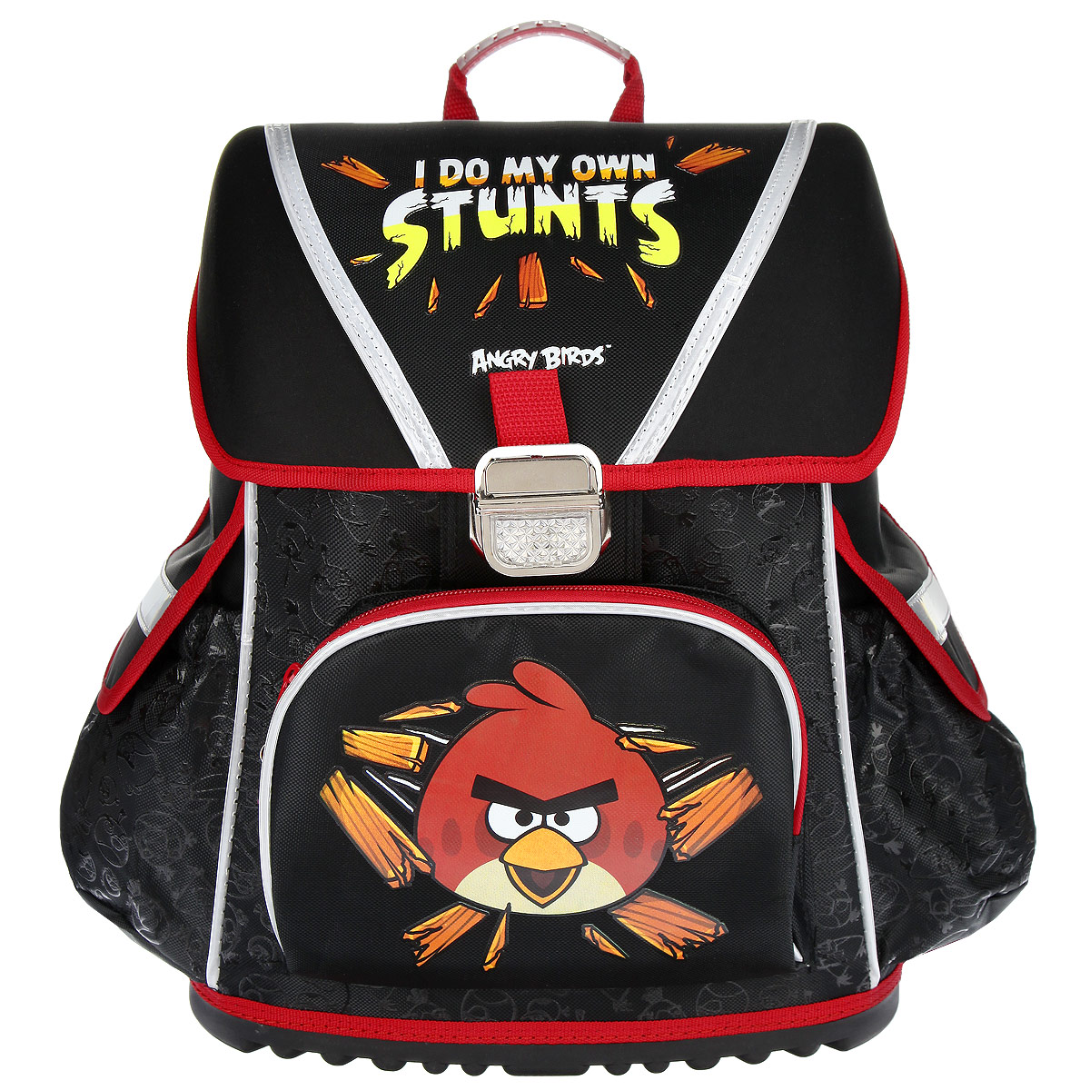 Ранец Hatber Angry Birds, цвет: черный, красныйNRk_00368 Ранец Hatber Angry Birds, цвет: черный, красныйNRk_00368Ранец Hatber Angry Birds произведен из современных высококачественных материалов. Ранец содержит одно вместительное отделение, закрывающееся сверху клапаном с помощью клипсы. Внутри отделения расположены прорезной карман на застежке-молнии и двойной сквозной карман для ноутбука, тетрадей и учебников. Полностью откидывающийся верхний клапан обеспечивает легкий доступ в основное отделение. Под клапаном находится открытый накладной карман для расписания занятий. По бокам расположены два нашивных кармана, закрывающихся на клапан на липучке. На лицевой стороне расположен нашивной карман на застежке-молнии. куртки. Эргономичная конструкция спинки снижает давление и оптимально распределяет нагрузку на позвоночник ребенка, способствуя формированию правильной осанки. Для удобства и комфорта спинка и лямки изделия дополнены эргономичными подушечками и противоскользящей сеточкой с вентиляционными отверстиями. Ранец оснащен текстильной ручкой с резиновой насадкой для удобной...