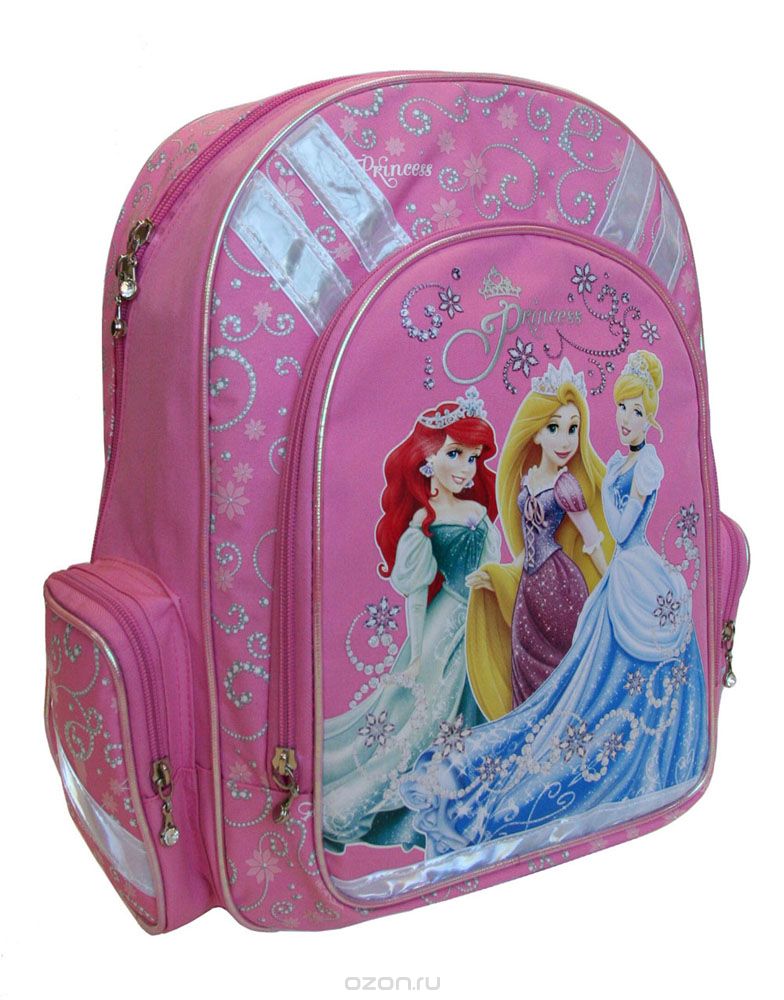 Рюкзак детский Disney Princess, цвет: розовый. PRBB-RT2-836PRBB-RT2-836 Рюкзак детский Disney Princess, цвет: розовый. PRBB-RT2-836PRBB-RT2-836Спинка рюкзака Disney Princess выполнена с использованием высокотехнологичного упругого материала (EVA) и специально расположенных эргономических элементов с воздухообменной сеткой, служащих для правильного и безопасного распределения нагрузки на спину ребенка. Лямки рюкзака специальной S-образной формы с поролоном и воздухообменной сеткой регулируются по длине. Данные конструктивные особенности помогут обеспечить максимальный комфорт при ношении рюкзака за спиной ребенку любой комплекции. Disney Princess, оборудован основным отделением с двумя разделителями, вместительным карманом на фронтальной стенке рюкзака, в который можно положить изделия форматом до А4 включительно. Внутри кармана есть органайзер для ручек, пеналов и мелочей. Рюкзак также снабжен двумя боковыми карманами и текстильной ручкой с резиновым захватом. Дно рюкзака можно сделать жестким, разложив специальную панель с пластиковой вставкой, что повышает сохранность содержимого...