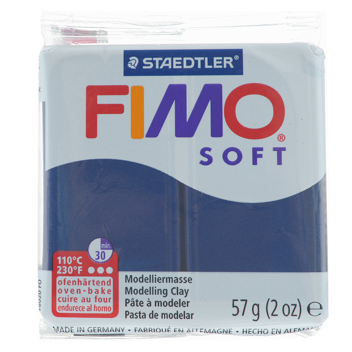 Полимерная глина Fimo Soft, цвет: королевский синий (35), 56 г8020-35 Полимерная глина Fimo Soft, цвет: королевский синий (35), 56 г8020-35Мягкая глина на полимерной основе (пластика) Fimo Soft идеально подходит для лепки небольших изделий (украшений, скульптурок, кукол) и для моделирования. Глина обладает отличными пластичными свойствами, хорошо размягчается и лепится, легко смешивается между собой, благодаря чему можно создать огромное количество поделок любых цветов и оттенков. Блок поделен на восемь сегментов, что позволяет легче разделять глину на порции. В домашних условиях готовая поделка выпекается в духовом шкафу при температуре 110°С в течении 15-30 минут (в зависимости от величины изделия). Отвердевшие изделия могут быть раскрашены акриловыми красками, покрыты лаком, склеены друг с другом или с другими материалами. Состав: поливинилхлорид, пластификаторы, неорганические наполнители, цветные пигменты.