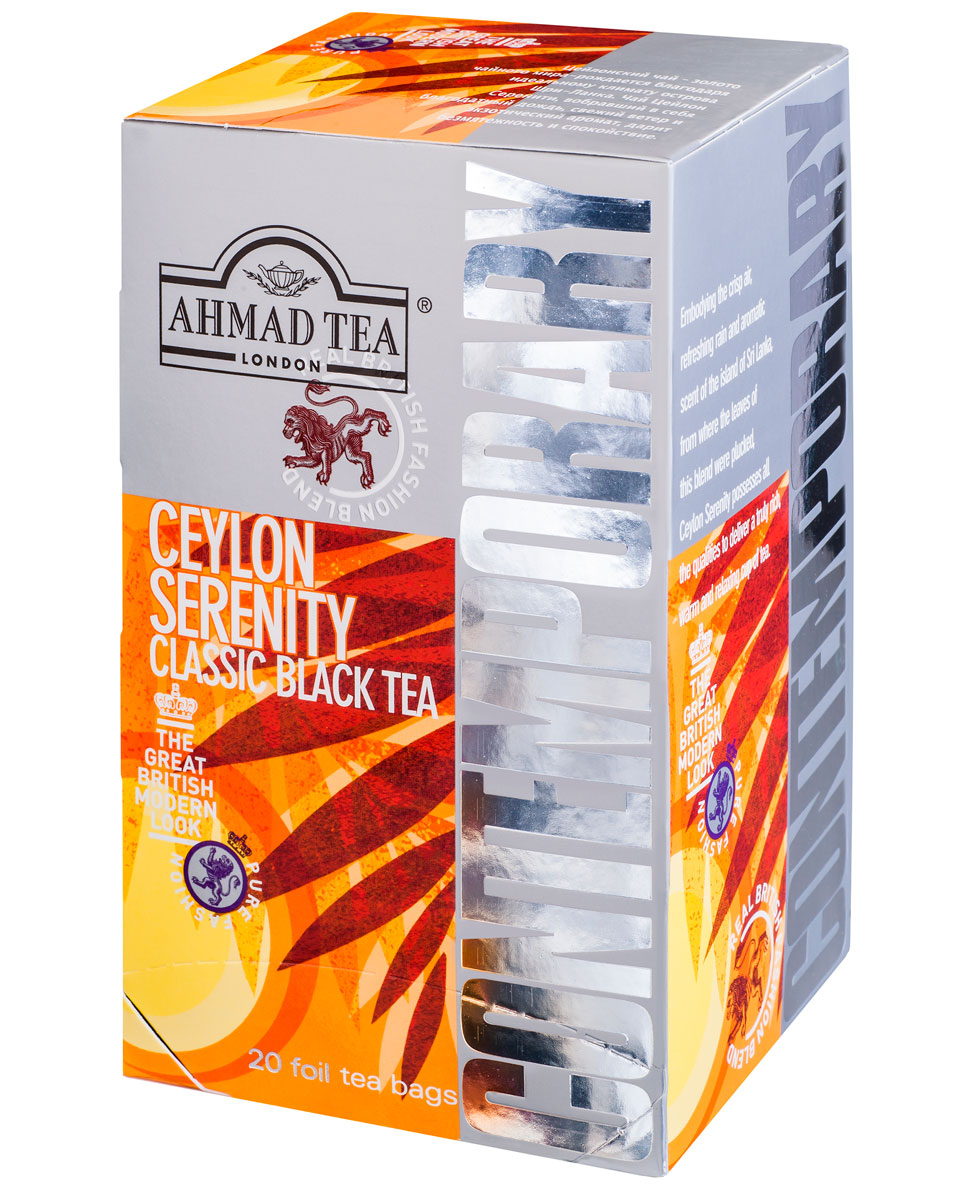 Ahmad Tea Ceylon Serenity черный чай в фольгированных пакетиках, 20 шт025 Ahmad Tea Ceylon Serenity черный чай в фольгированных пакетиках, 20 шт025Цейлонский чай - золото чайного мира - рождается благодаря идеальному климату острова Шри-Ланка. Чай Цейлон Серенити, вобравший в себя благодатный дождь, свежий ветер и экзотический аромат, дарит безмятежность и спокойствие.