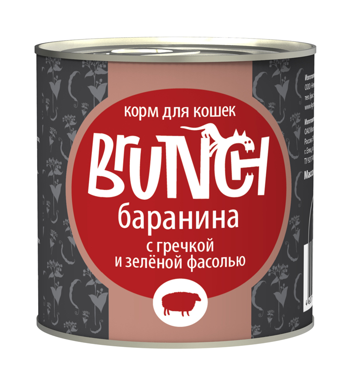 Консервы для кошек Brunch Баранина с гречкой и зеленой фасолью, 240 г400241001 Консервы для кошек Brunch Баранина с гречкой и зеленой фасолью, 240 г400241001Консервы Brunch для кошек — полноценные мясорастительные корма из натуральных ингредиентов. Помимо мяса и субпродуктов, продукт содержит крупы (каши) и овощи. Рецептура является уникальной разработкой компании. Пропорции определены в соответствии с научными исследованиями, отвечают потребностям домашних животных в питательных веществах. Корм максимально приближен к полному рациону. Состав: баранина, сердце, печень, гречка, зеленая фасоль, морковь, масло растительное, желирующая добавка, йодированная соль, таурин, морские водоросли, рыбий жир, пивные дрожжи, тимьян, юкка шидигера, ферментированный рис. Вес: 240 г.