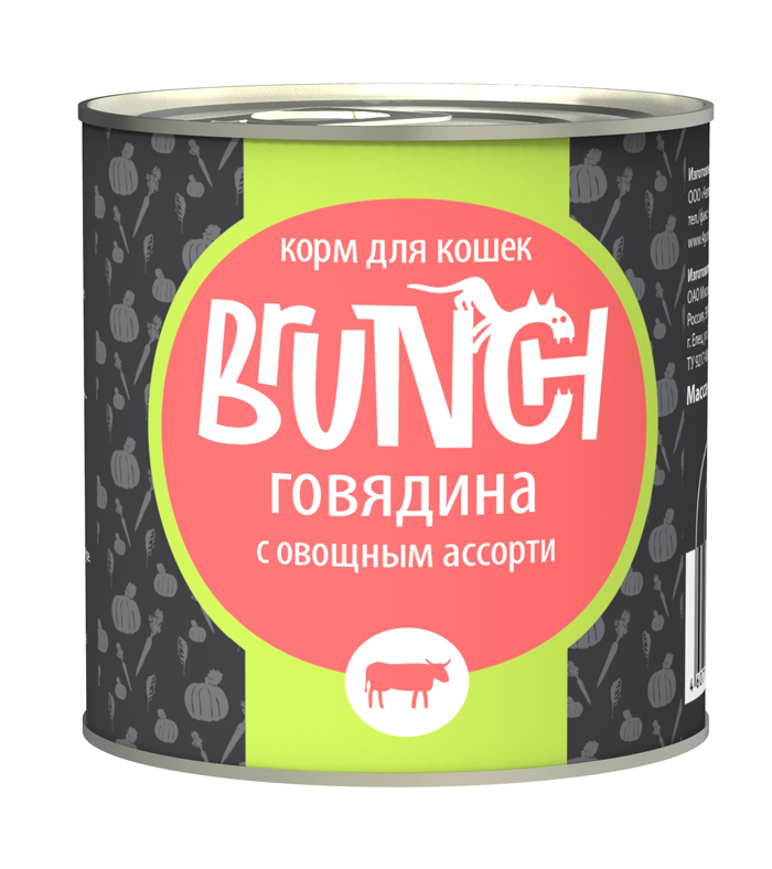 Консервы для кошек Brunch Говядина с овощным ассорти, 240 г400241002 Консервы для кошек Brunch Говядина с овощным ассорти, 240 г400241002Консервы Brunch для кошек — полноценные мясорастительные корма из натуральных ингредиентов. Помимо мяса и субпродуктов, продукт содержит крупы (каши) и овощи. Рецептура является уникальной разработкой компании. Пропорции определены в соответствии с научными исследованиями, отвечают потребностям домашних животных в питательных веществах. Корм максимально приближен к полному рациону. Состав: говядина, сердце, печень, тыква, шпинат, морковь, крахмал картофельный, масло растительное, желирующая добавка, йодированная соль, таурин, морские водоросли, рыбий жир, пивные дрожжи, тимьян, юкка шидигера, ферментированный рис. Вес: 240 г.