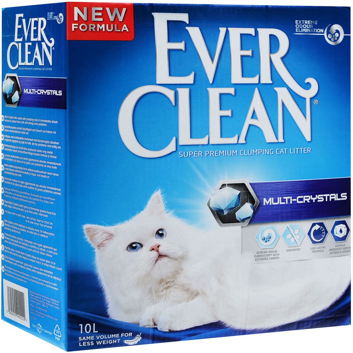 Наполнитель для кошачьего туалета Ever Clean Multi-Crystals, комкующийся, 10 кг204068016 Наполнитель для кошачьего туалета Ever Clean Multi-Crystals, комкующийся, 10 кг204068016Наполнитель для кошачьего туалета Ever Clean Multi-Crystals состоит из специально обработанной и очищенной от пыли глины. Он содержит синие и зеленые кристаллы, совместно воздействующие на неприятные запахи и медленно блокирующие их, обеспечивает максимальный контроль над запахом. Наполнитель отлично подходит для устранения самых сильных запахов. Гранулы наполнителя Ever Clean Multi-Crystals не только отлично впитывают, но и образуют крепкие трудноразбиваемые комки. Ever Clean - это элитная серия высококачественных комкующихся наполнителей для кошачьего туалета с уникальными свойствами. Наполнители созданы на основе запатентованной технологии и обеспечивают максимальное устранение запахов. В сердцевине каждой гранулы помещен активированный уголь. Капсулы активированного угля захватывают и удерживают неприятный запах внутри себя. Также в состав гранул входит антибактериальный компонент, который уничтожает бактерии, вызывающие неприятный запах. ...