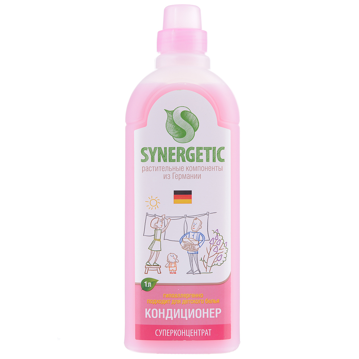 Кондиционер для белья Synergetic, 1 л110100 Кондиционер для белья Synergetic, 1 л110100Кондиционер для белья Synergetic предназначен для смягчения хлопчатобумажных, шерстяных, льняных и синтетических тканей. После стирки вещи приобретают особую мягкость, тонкий природный аромат и легко поддаются глажке. Подходит для бережного ухода за детским бельем, а также для людей с чувствительной кожей. Обладает антистатическим действием. Состав: 5-15% К-тензиды (растительного происхождения), экстракт сирени, пищевой краситель. Товар сертифицирован.
