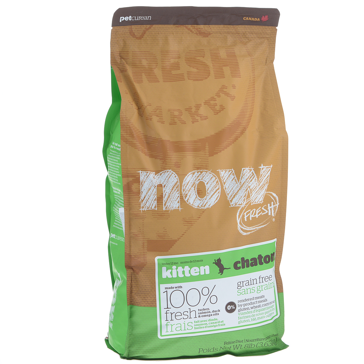 Корм сухой Now Fresh для котят, беззерновой, с индейкой, уткой и овощами, 3,63 кг20040 Корм сухой Now Fresh для котят, беззерновой, с индейкой, уткой и овощами, 3,63 кг20040Now Fresh - полностью сбалансированный холистик корм для котят с 5 недели до 1 года из свежего филе индейки, лосося и утки, выращенных на канадских фермах.Также корм подходит беременным и кормящим кошкам. При производстве кормов используется только свежее мясо индейки, утки, лосося, кокосовое и рапсовое масло. Ключевые преимущества: - полностью беззерновой, - не содержит субпродуктов, красителей, говядины, мясных ингредиентов, выращенных на гормонах, - наличие всех питательных компонентов для правильного развития костей и суставов, - оптимальное соотношение белков и жиров помогает кошек оставаться здоровым и сохранять отличную форму, - докозагексаеновая кислота (DHA) и эйкозапентаеновая кислота (EPA) необходима для нормальной деятельности мозга и здорового зрения, - пробиотики и пребиотики обеспечивают здоровое пищеварение, - таурин необходим для здоровья глаз и нормального функционирования сердечной мышцы, -...